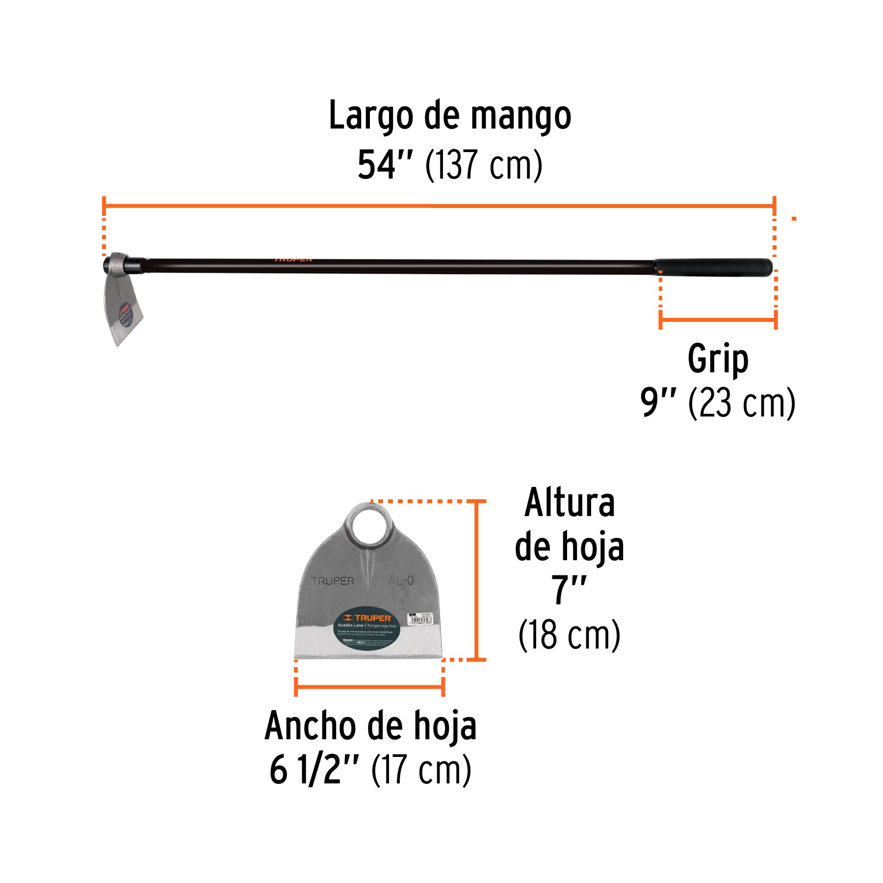 Azadón Lane No.0, mango 54", 1.6 lb