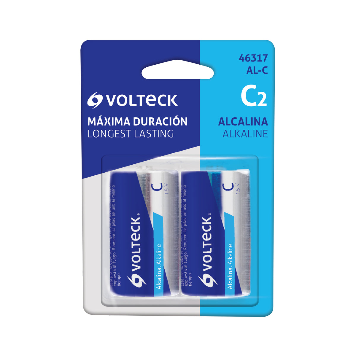 Pila alcalina tamaño C, blister con 2 pzas, Volteck