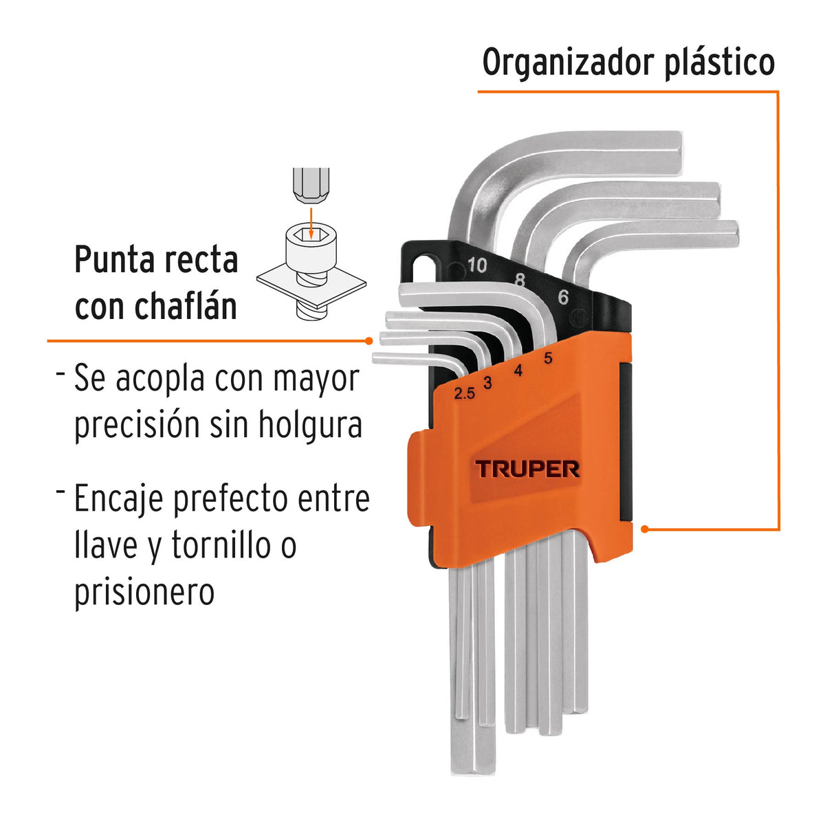 Juego de 7 llaves allen milimétricas con organizador