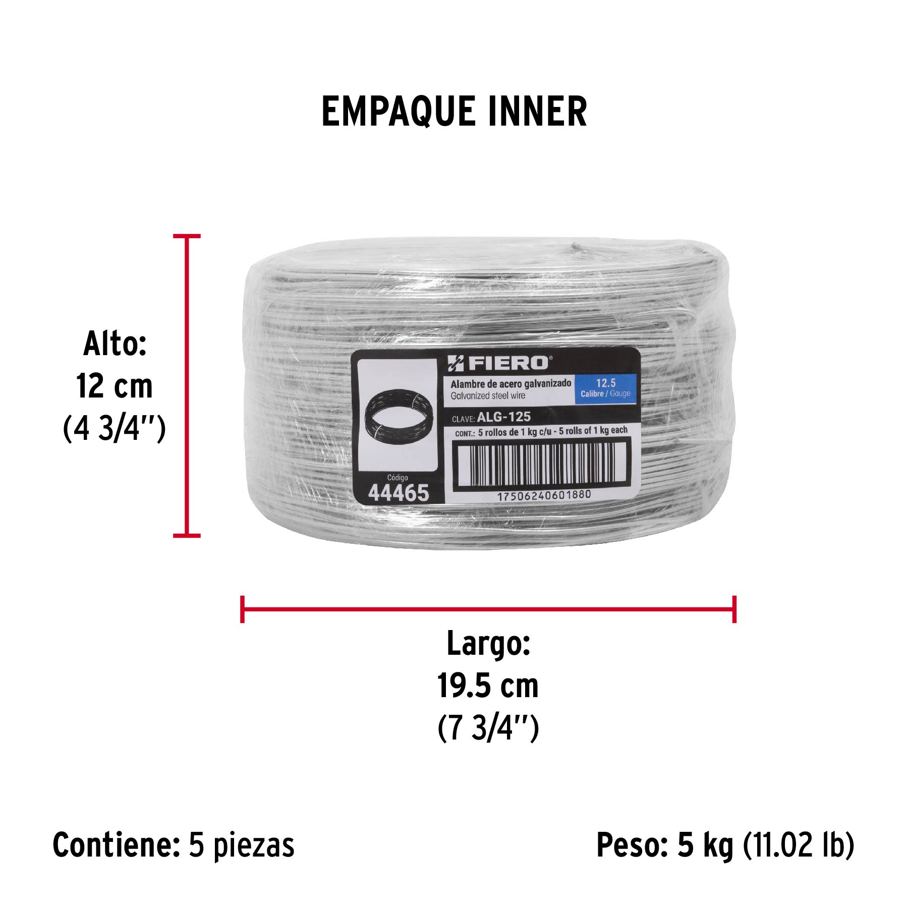 Alambre galvanizado, calibre 12.5