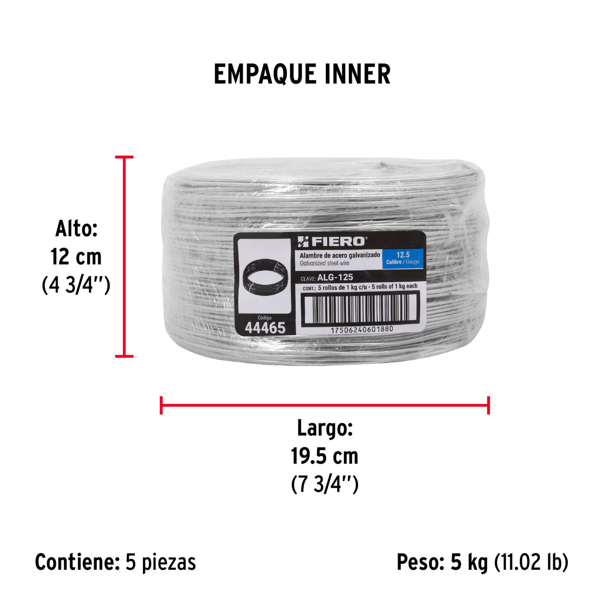 Alambre galvanizado, calibre 12.5