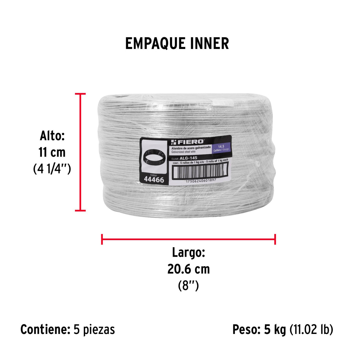 Alambre galvanizado, calibre 14.5