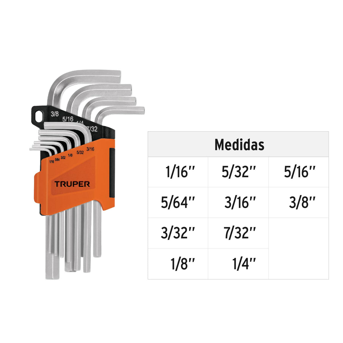 Juego de 10 llaves allen standard con organizador