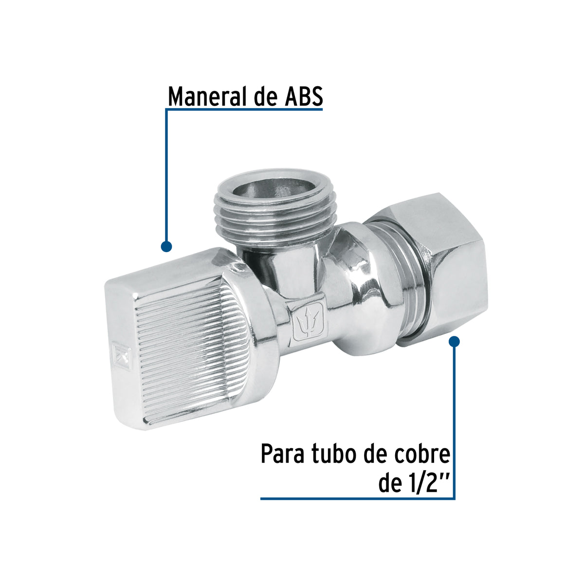Llave angular 1/2' x 1/2', 1/4 de vuelta, barrilito, blíster