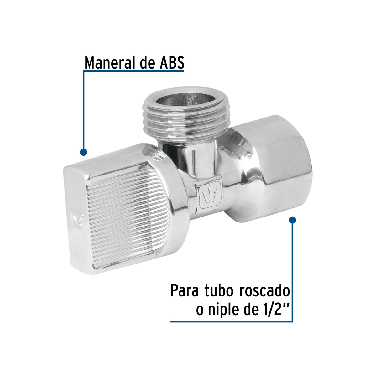 Llave angular 1/2' x 1/2', 1/4 de vuelta, blíster, Foset