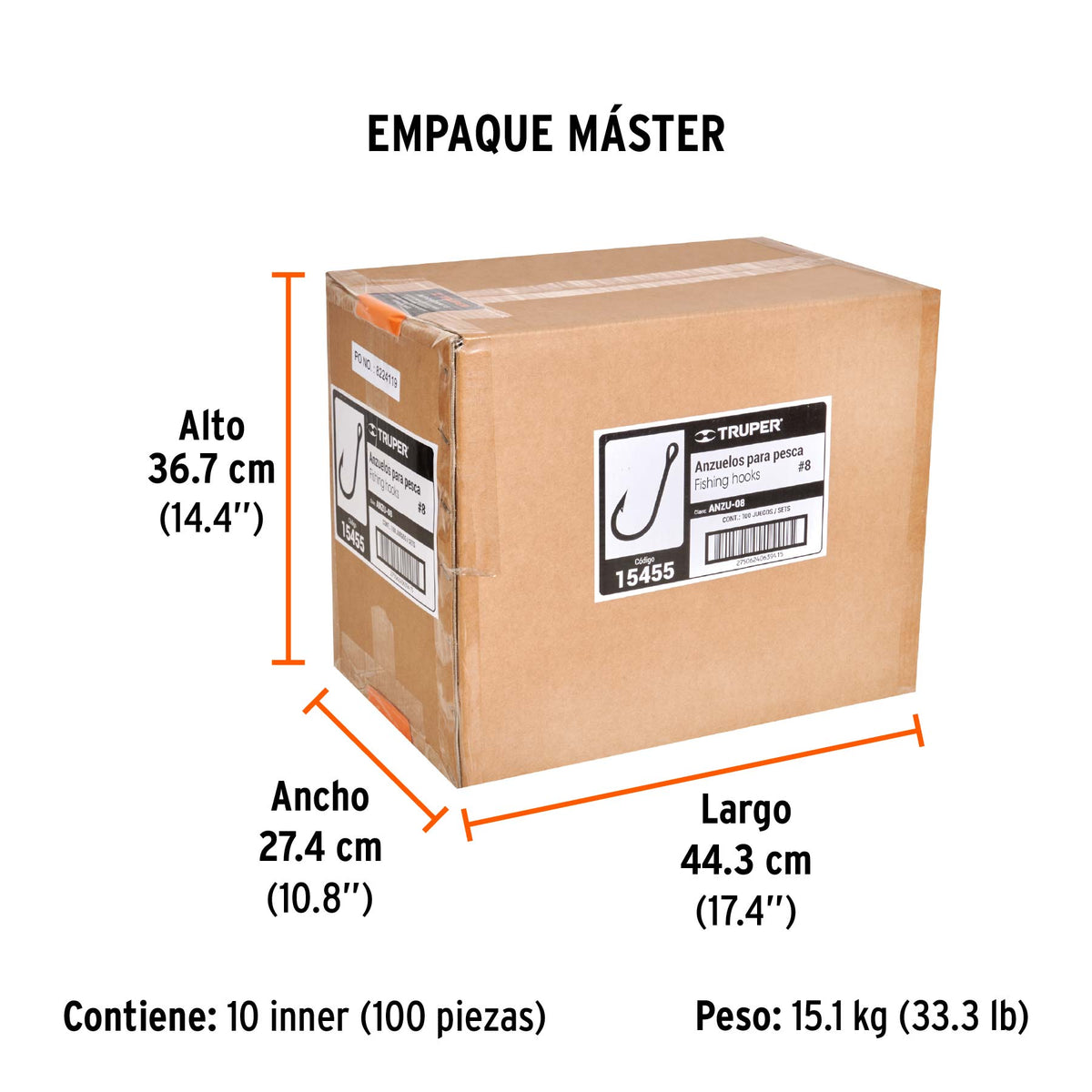 Anzuelo para pesca # 8, 100 piezas