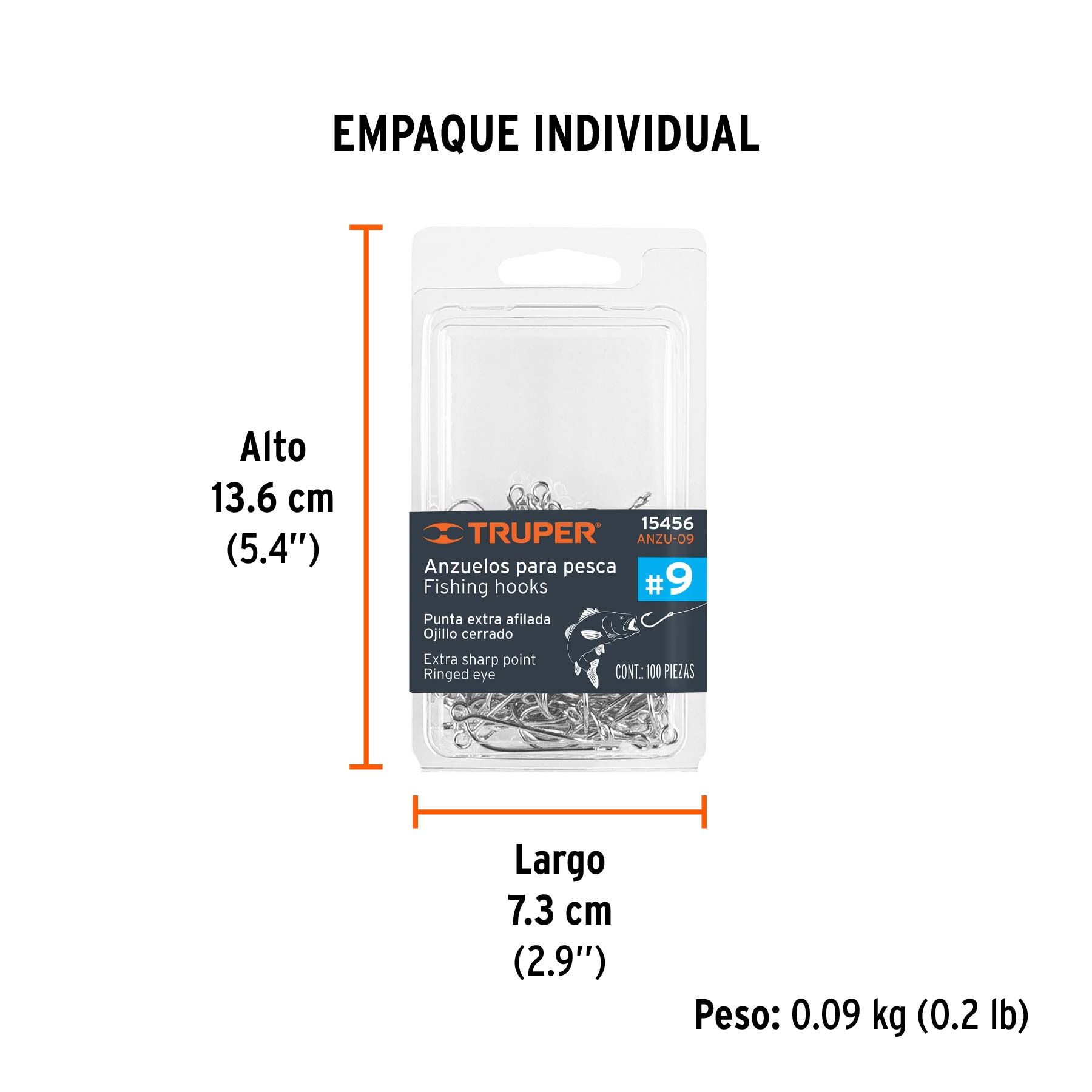 Anzuelo para pesca # 9, 100 piezas