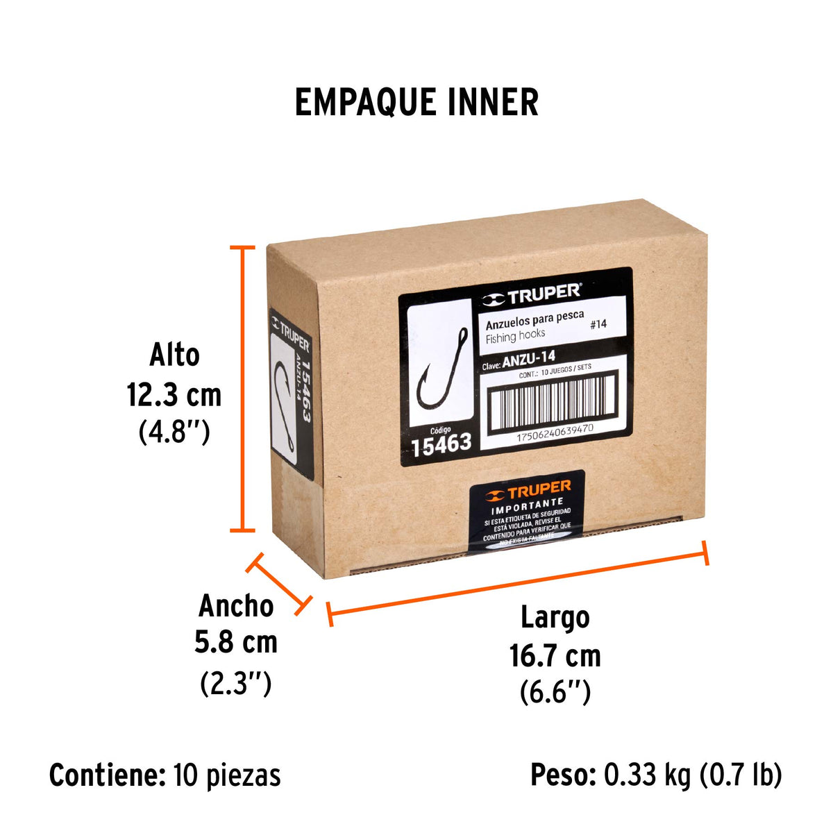Anzuelo para pesca # 14, 100 piezas