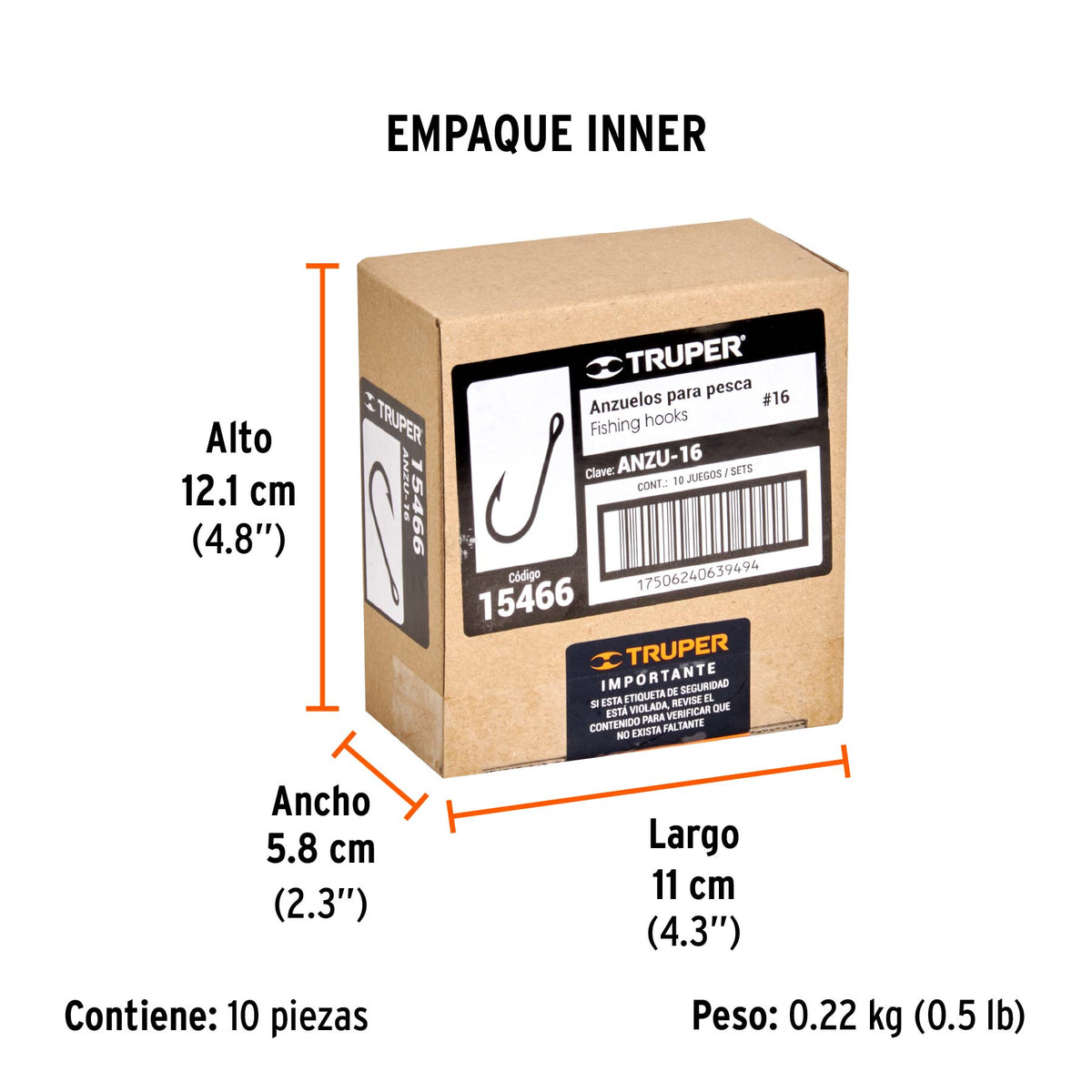 Anzuelo para pesca # 16, 100 piezas