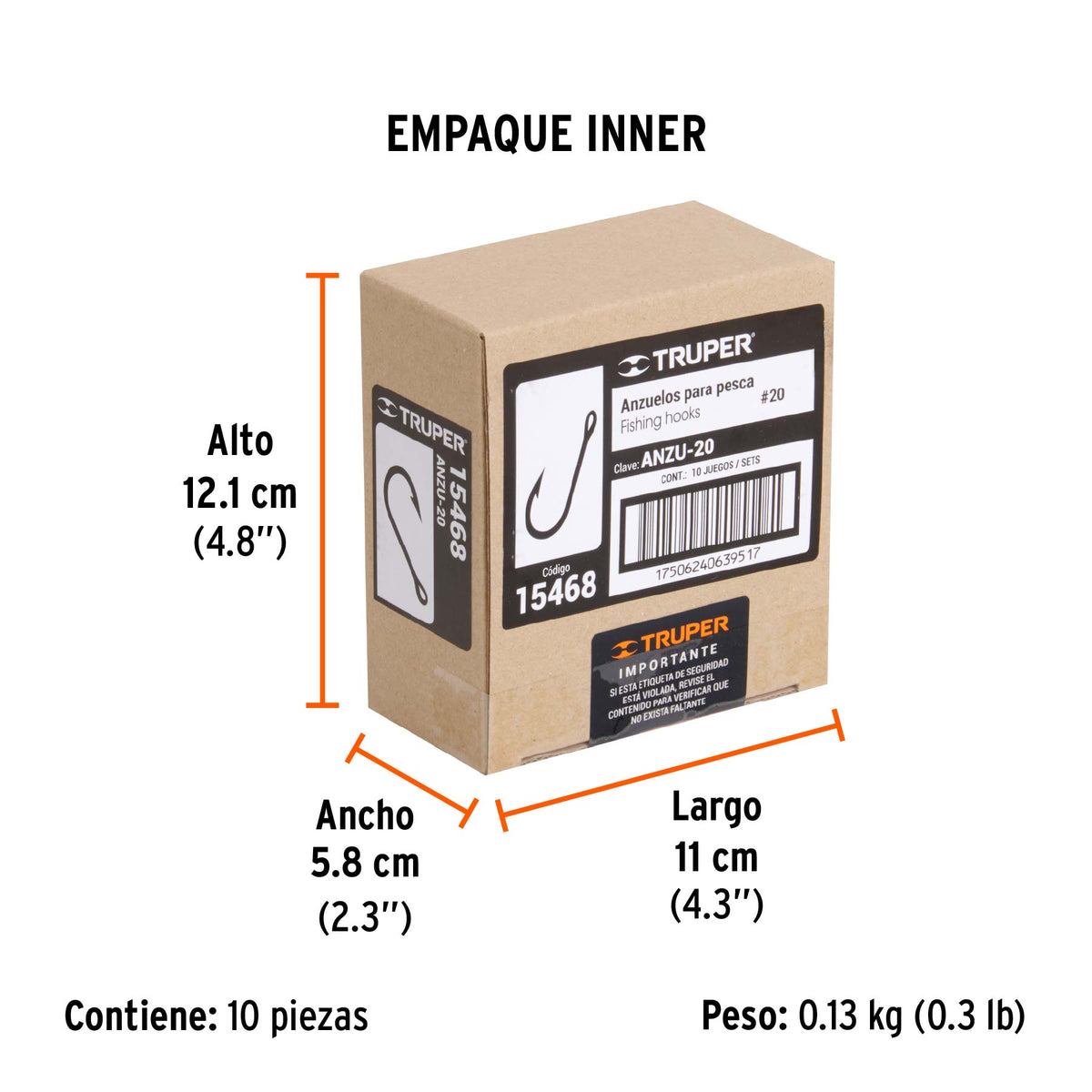 Anzuelo para pesca # 20, 100 piezas