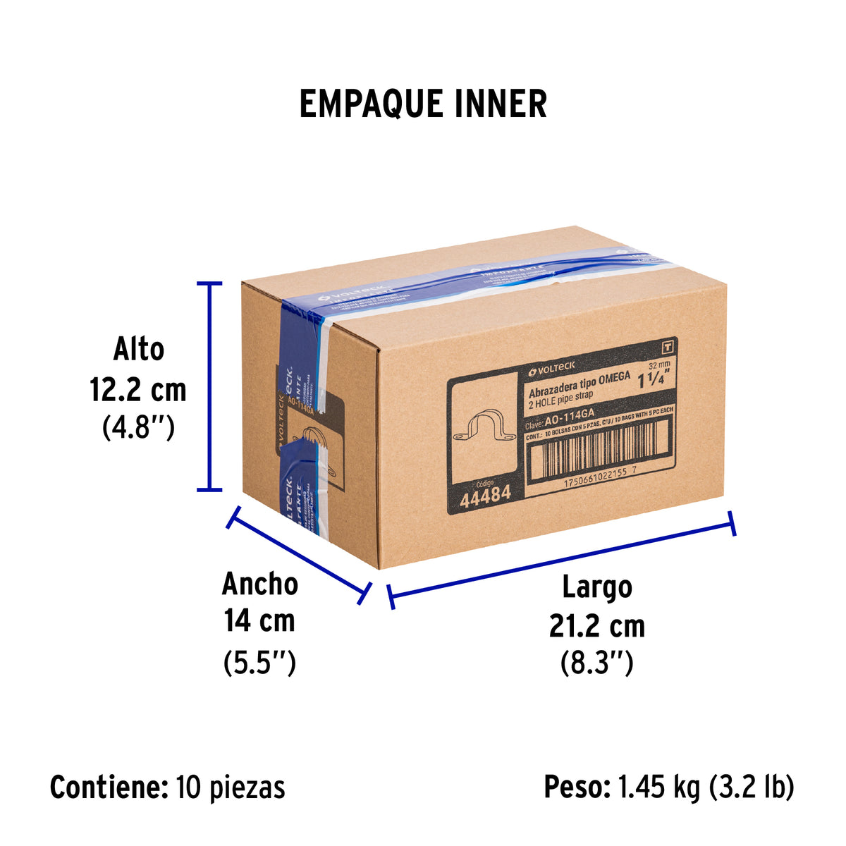 Bolsa c/5 abrazaderas tipo omega 1-1/4' p/tubo pared gruesa