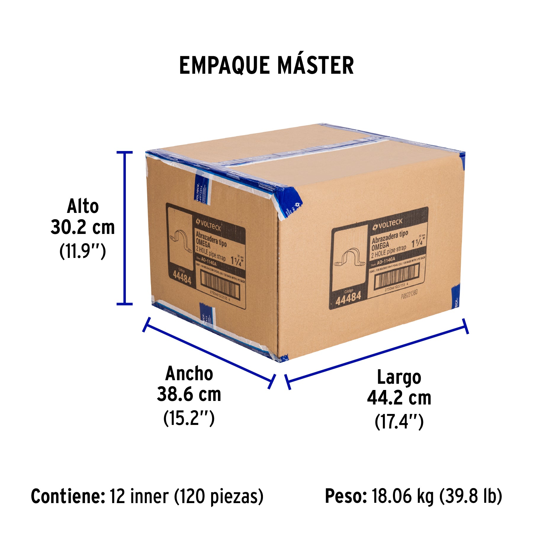 Bolsa c/5 abrazaderas tipo omega 1-1/4' p/tubo pared gruesa