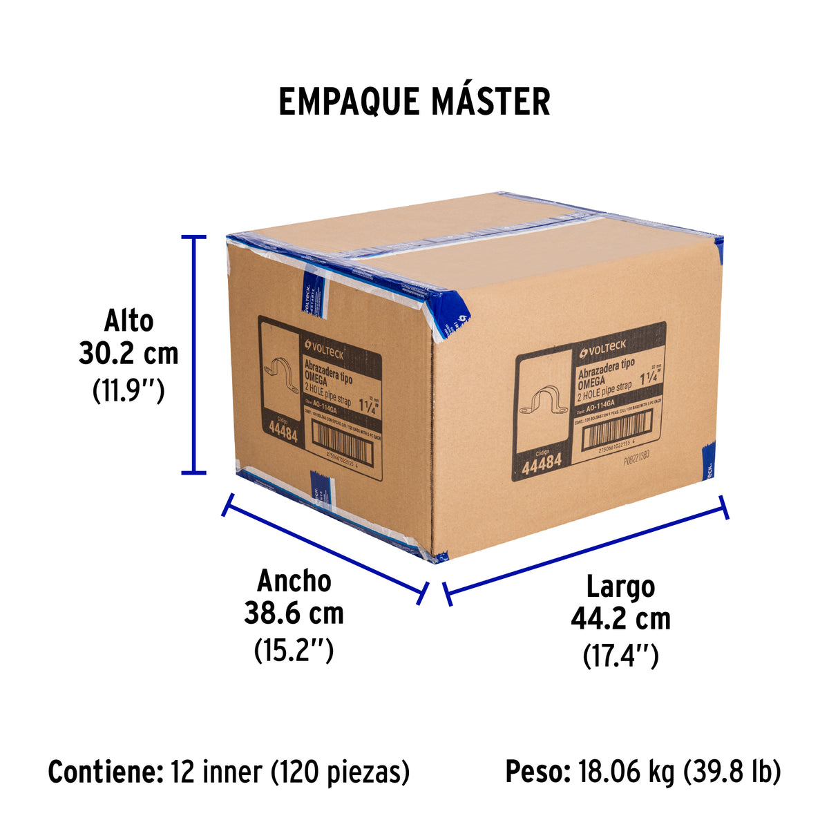 Bolsa c/5 abrazaderas tipo omega 1-1/4' p/tubo pared gruesa