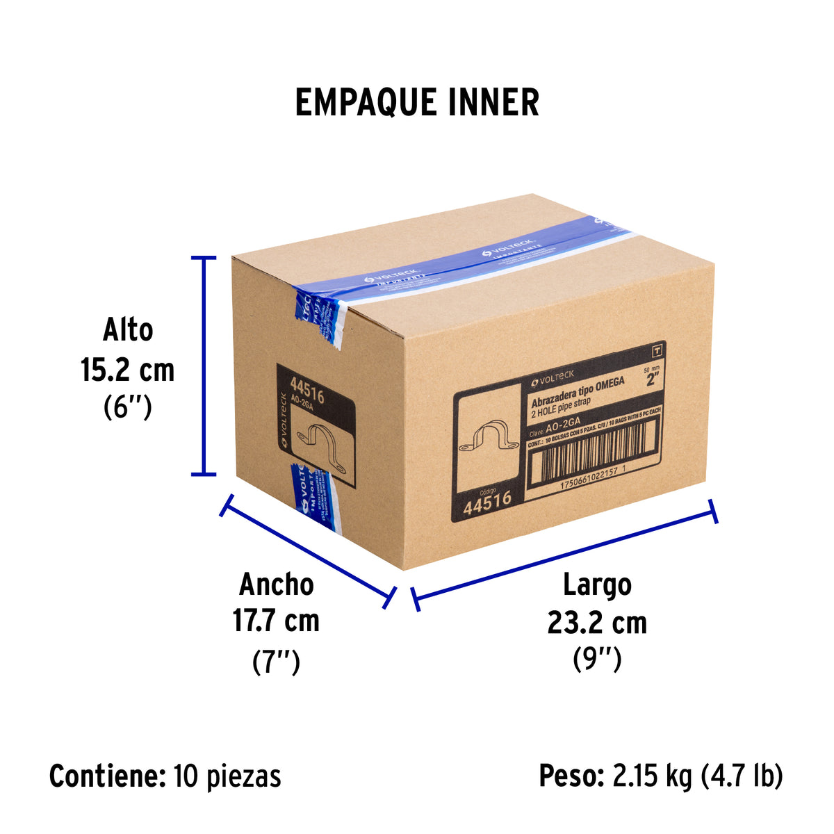 Bolsa c/5 abrazaderas tipo omega 2' p/tubo pared gruesa