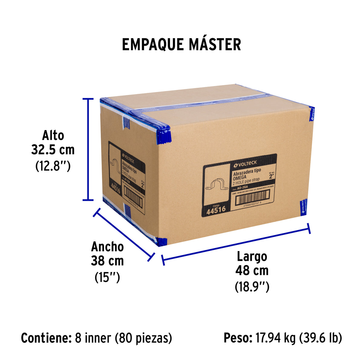 Bolsa c/5 abrazaderas tipo omega 2' p/tubo pared gruesa
