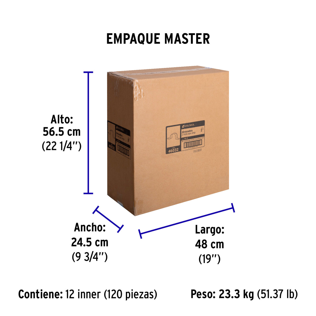 Abrazadera tubo tipo omega 2", bolsa con 5 pzas, Volteck