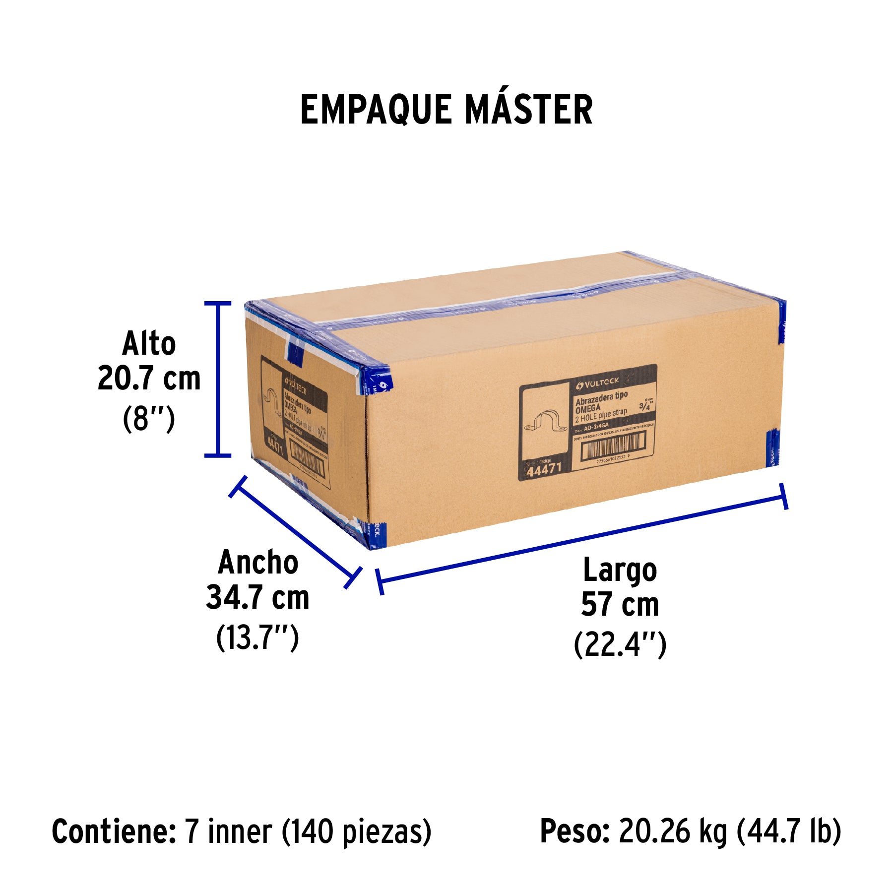 Bolsa c/10 abrazaderas tipo omega 3/4' p/tubo pared gruesa