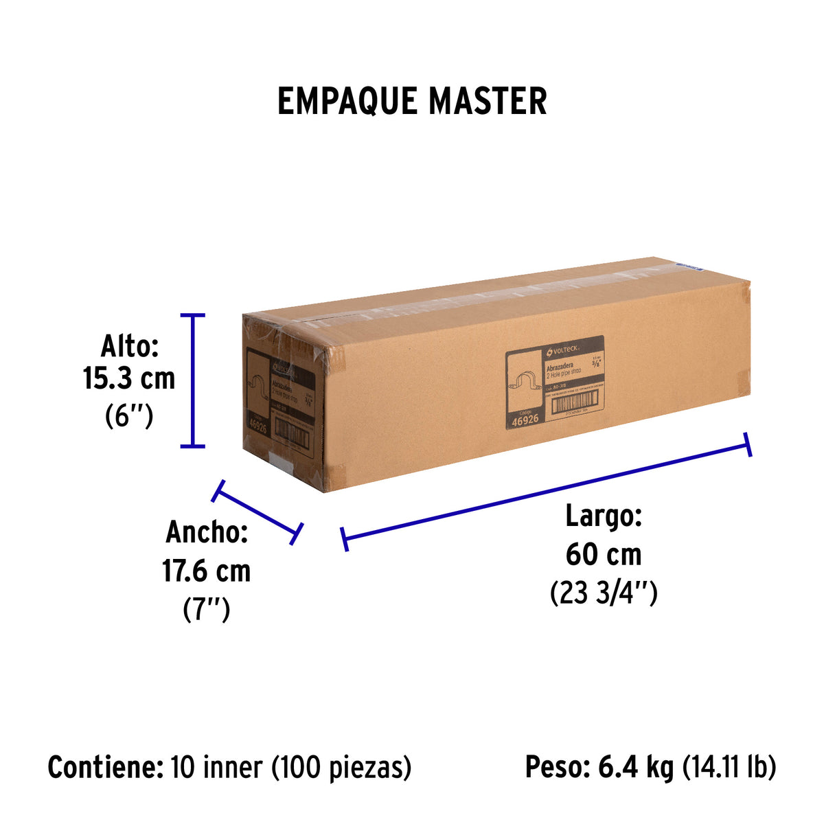 Abrazadera para tubo, tipo omega 3/8", bolsa 10 pzas