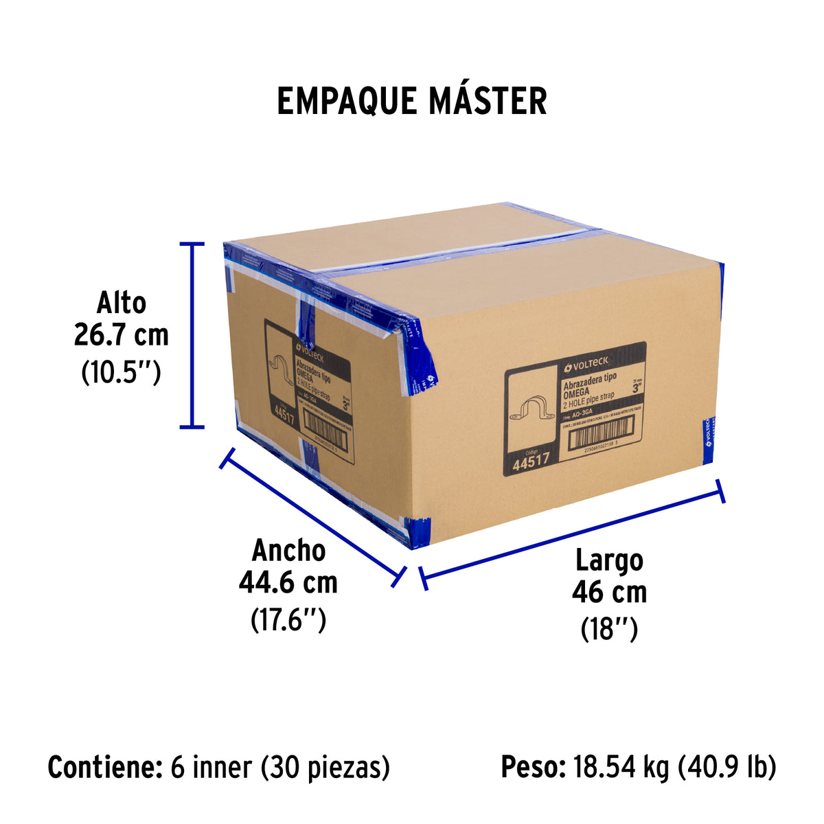 Bolsa c/5 abrazaderas tipo omega 3' p/tubo pared gruesa