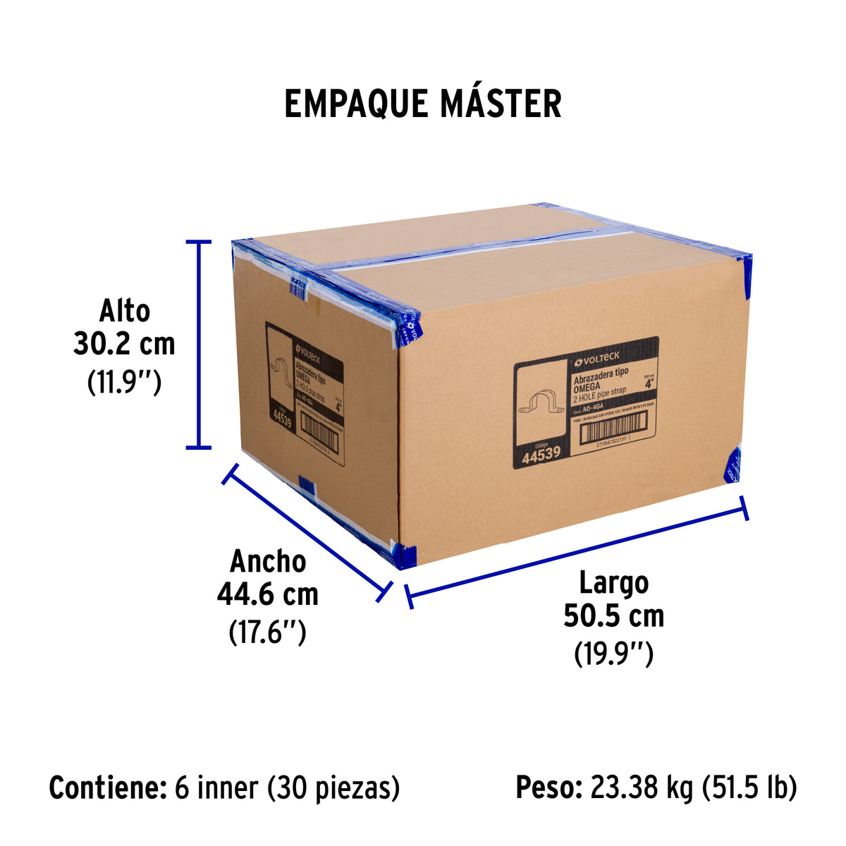 Bolsa c/5 abrazaderas tipo omega 4' p/tubo pared gruesa
