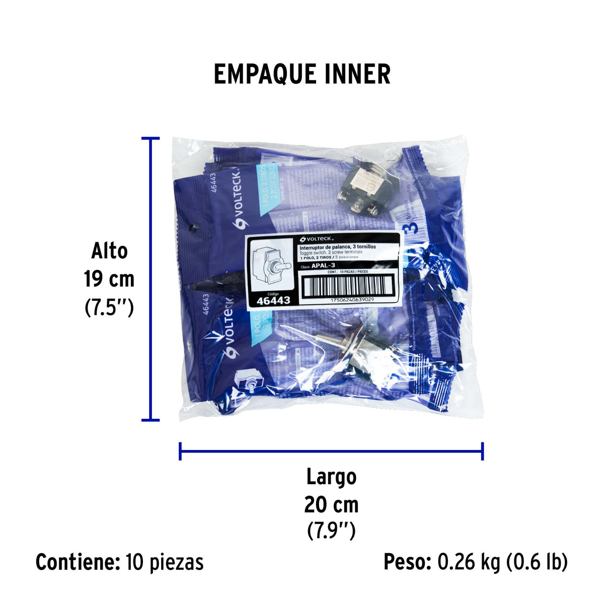 Apagador de palanca, 3 tornillos