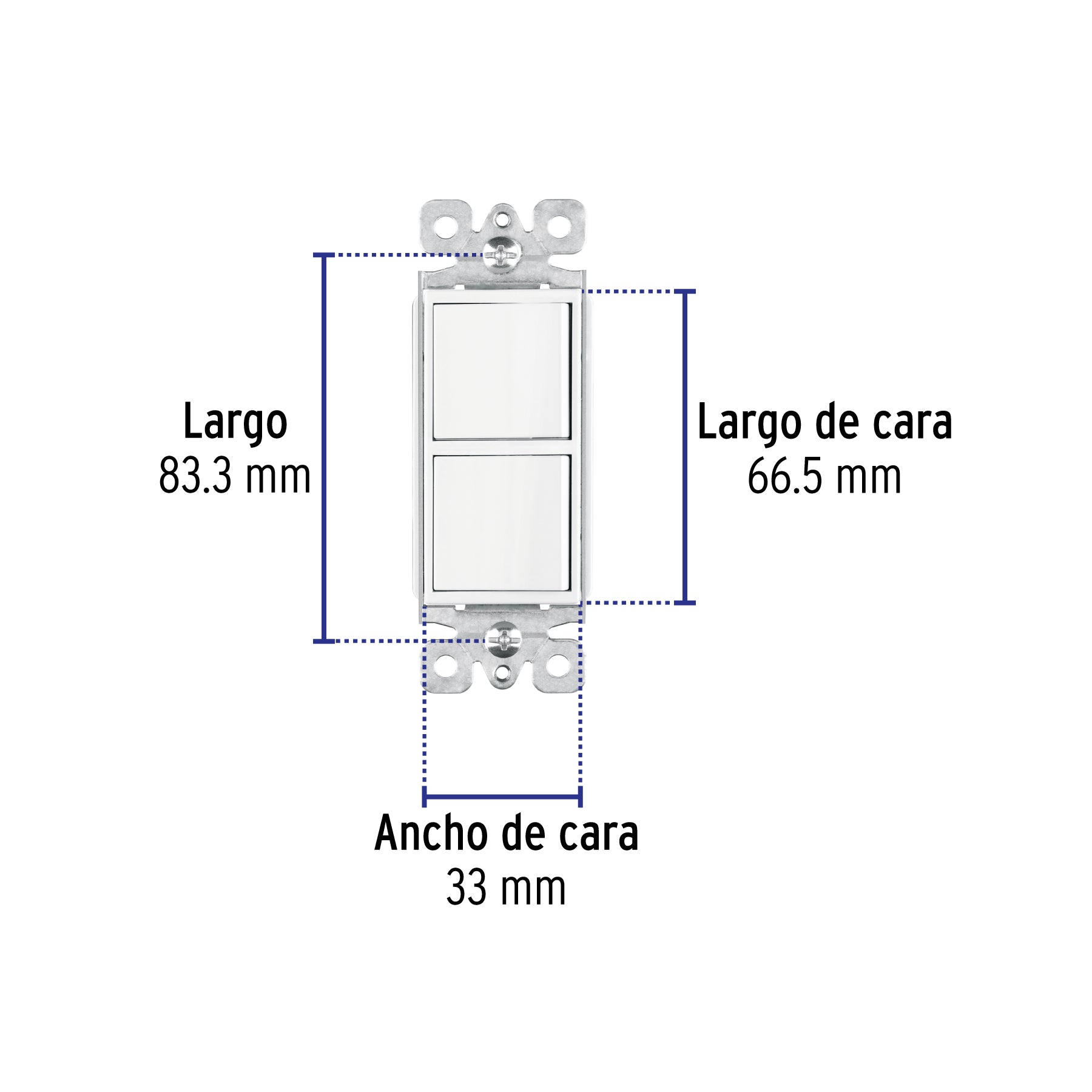 Interruptor dúplex, 1 sencillo y 1 de 3 vías, línea Classic