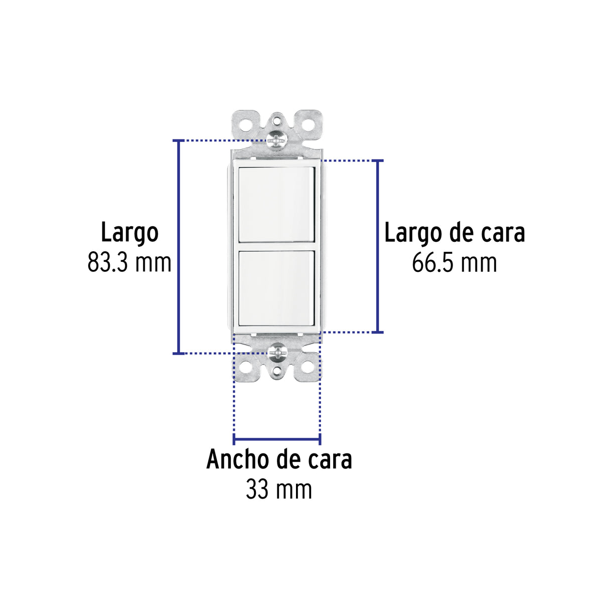 Interruptor dúplex, 1 sencillo y 1 de 3 vías, línea Classic