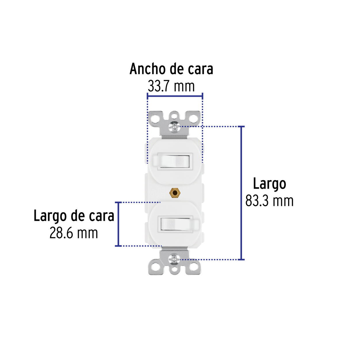 Interruptor dúplex de palanca, Standard, blanco, Volteck