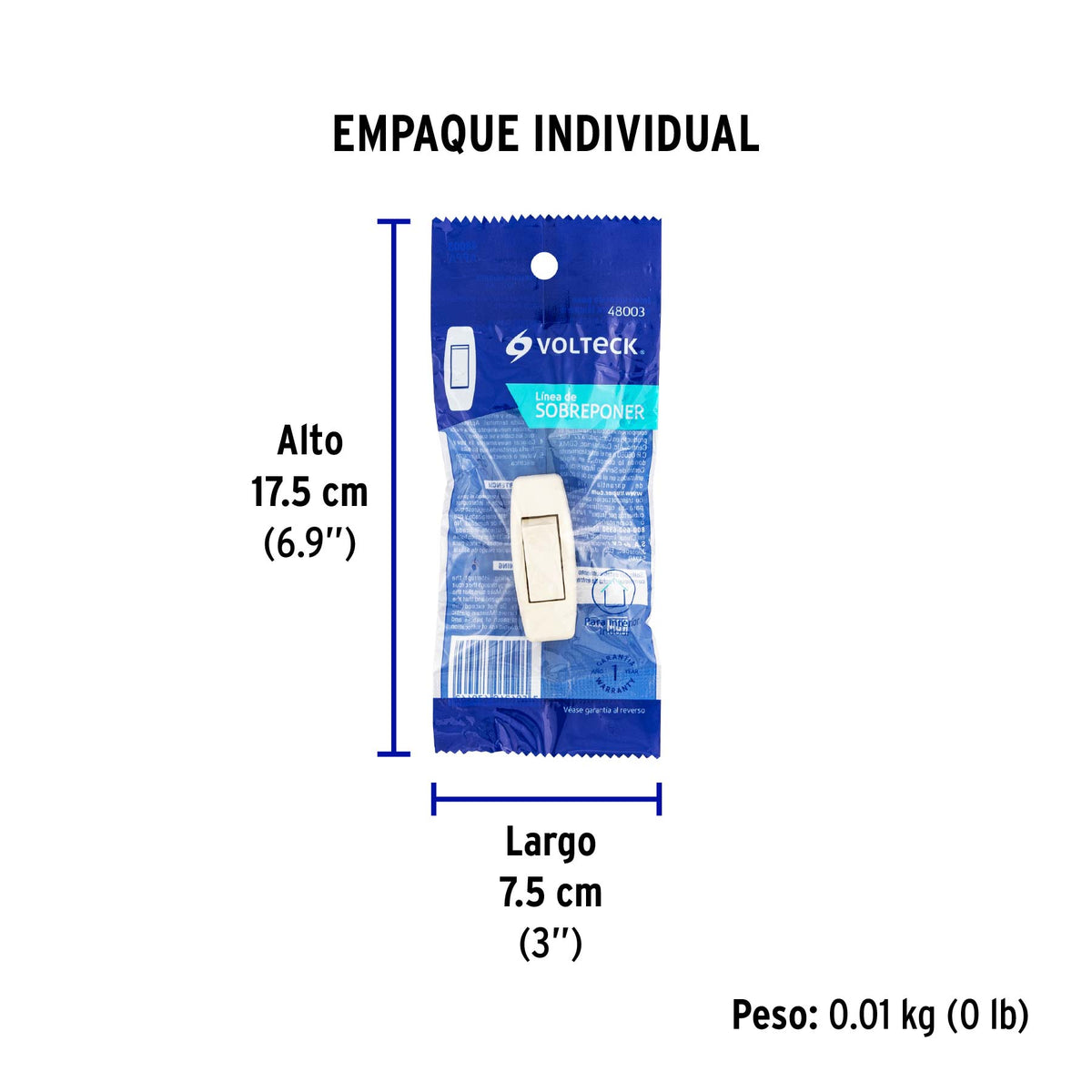 Interruptor de paso para lámpara, 127 V, 3 A