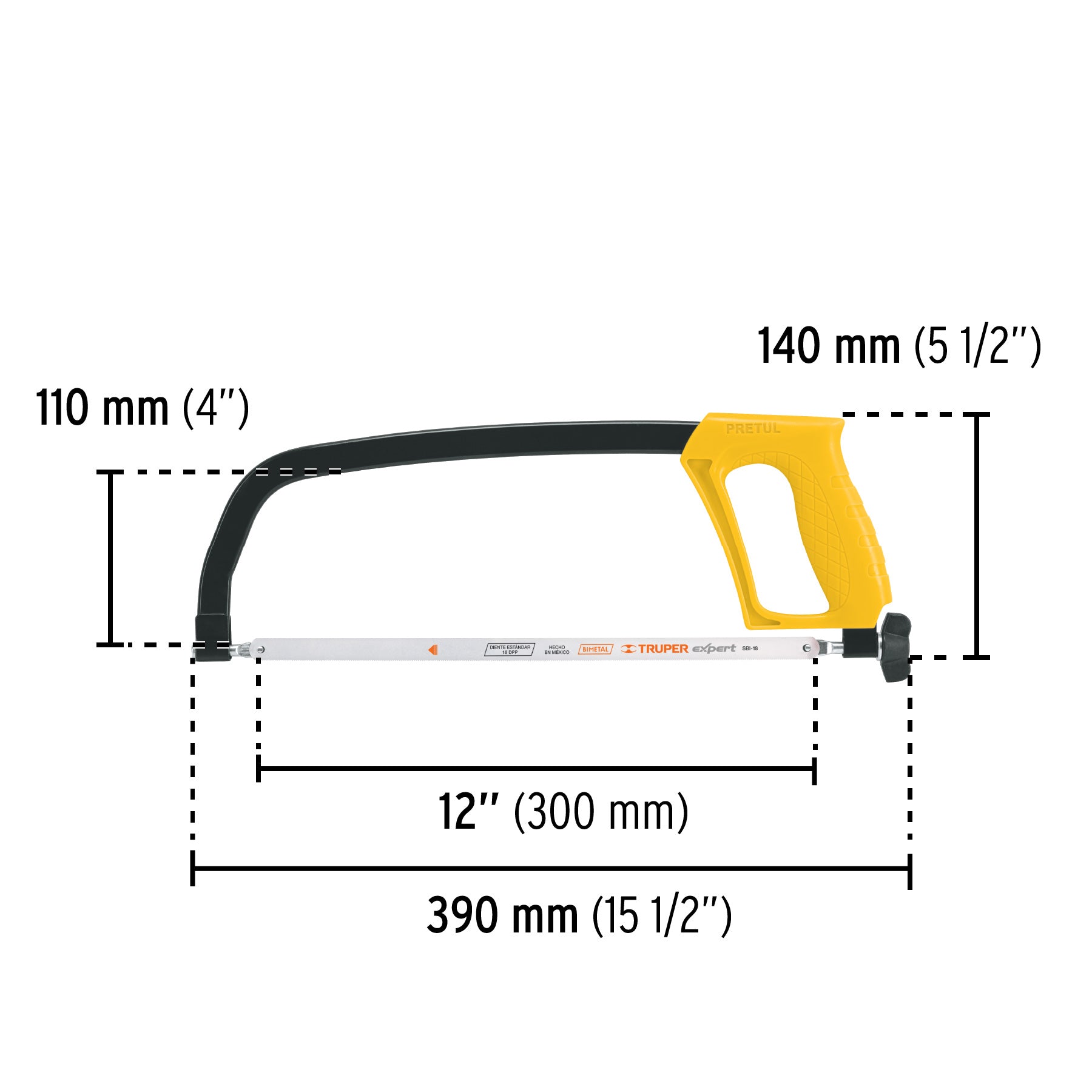 Arco de solera para segueta 12", pretul