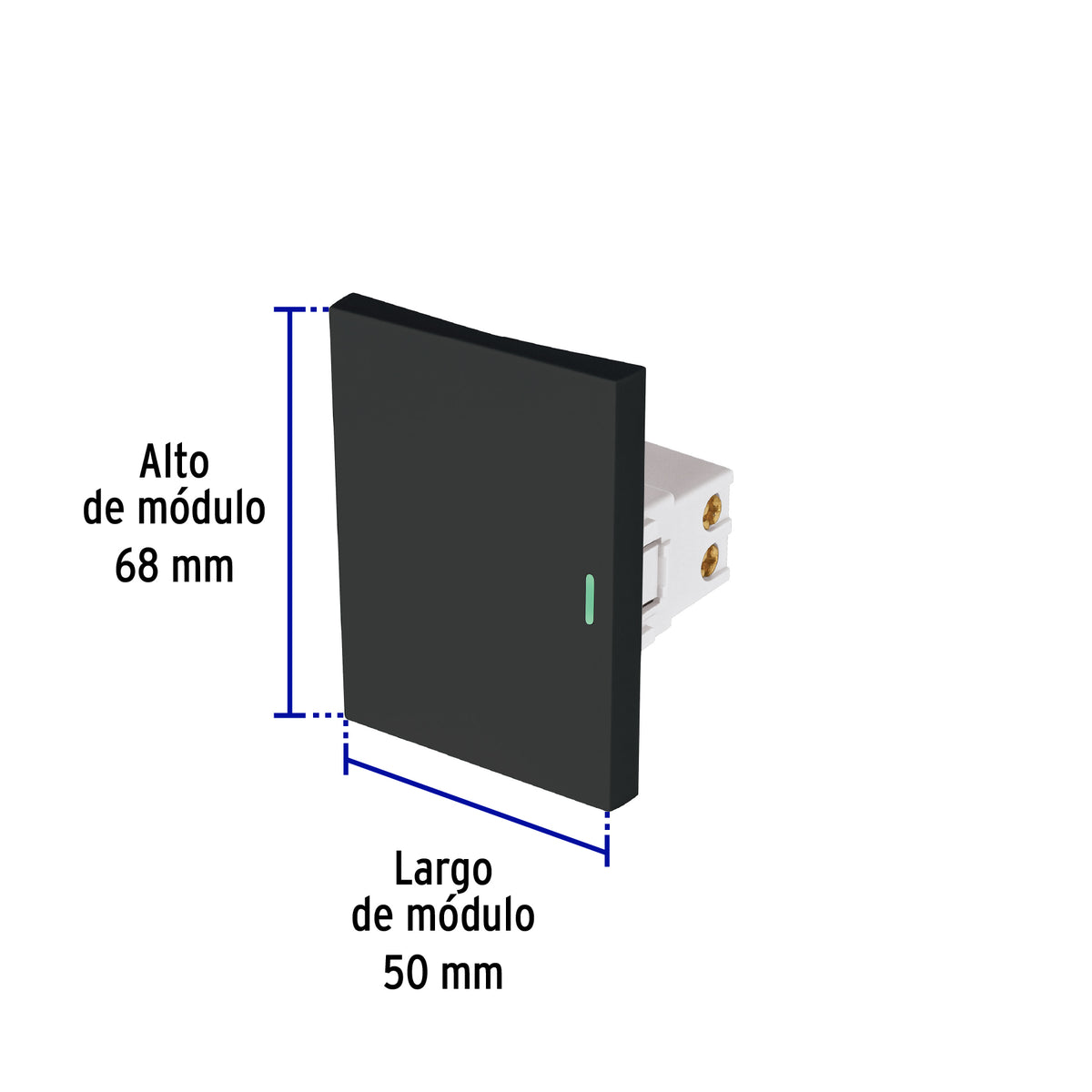 Interruptor sencillo negro de 3 módulos, línea Lisboa