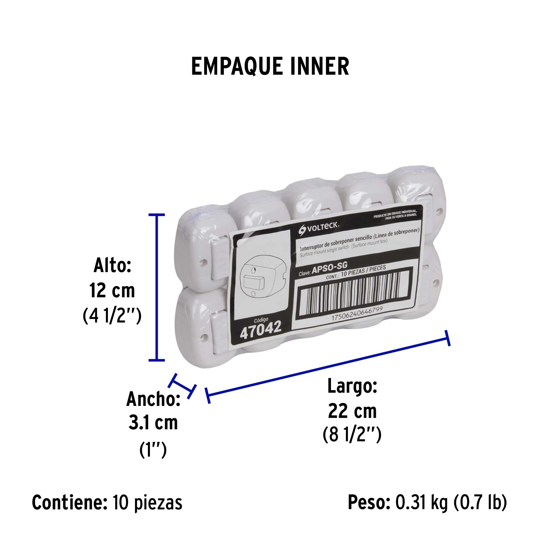 Interruptor de sobreponer sencillo a granel