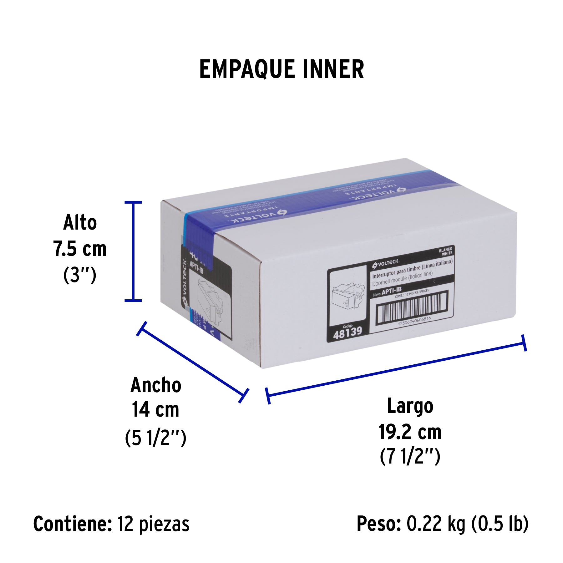 Interruptor para timbre, línea Italiana, color blanco