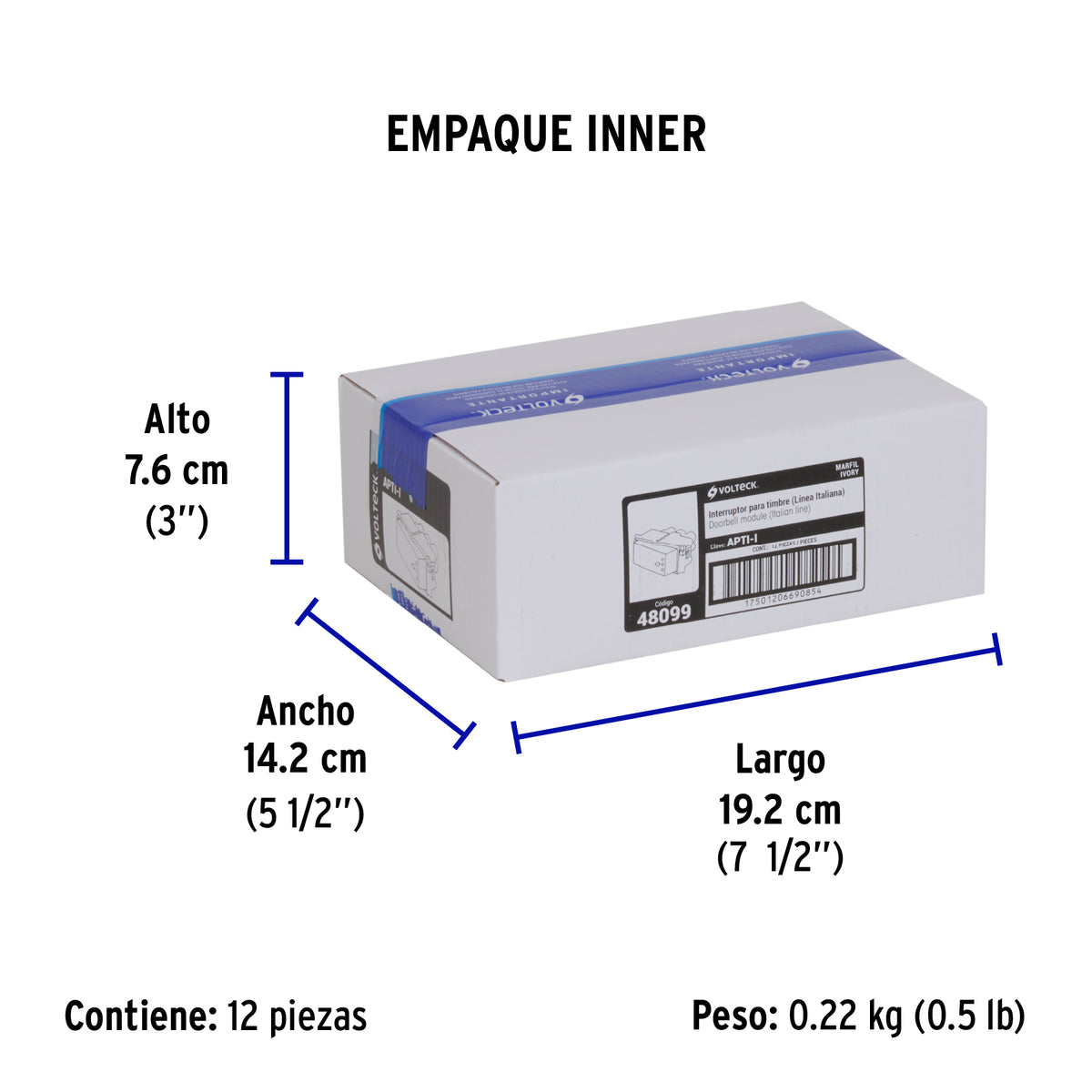 Interruptor para timbre, línea Italiana, color marfil