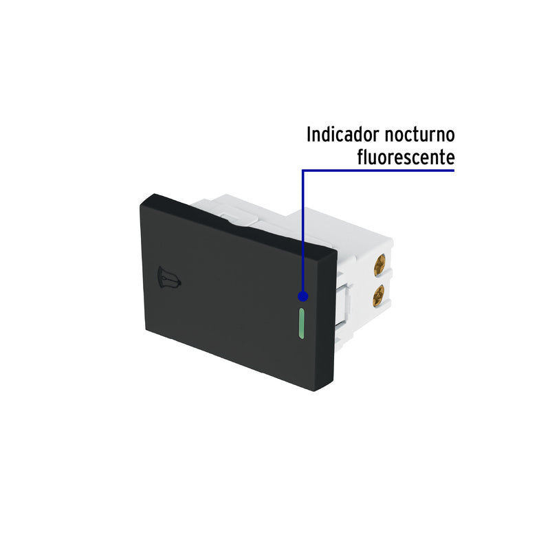 Interruptor para timbre negro de 1.5 módulos, línea Lisboa