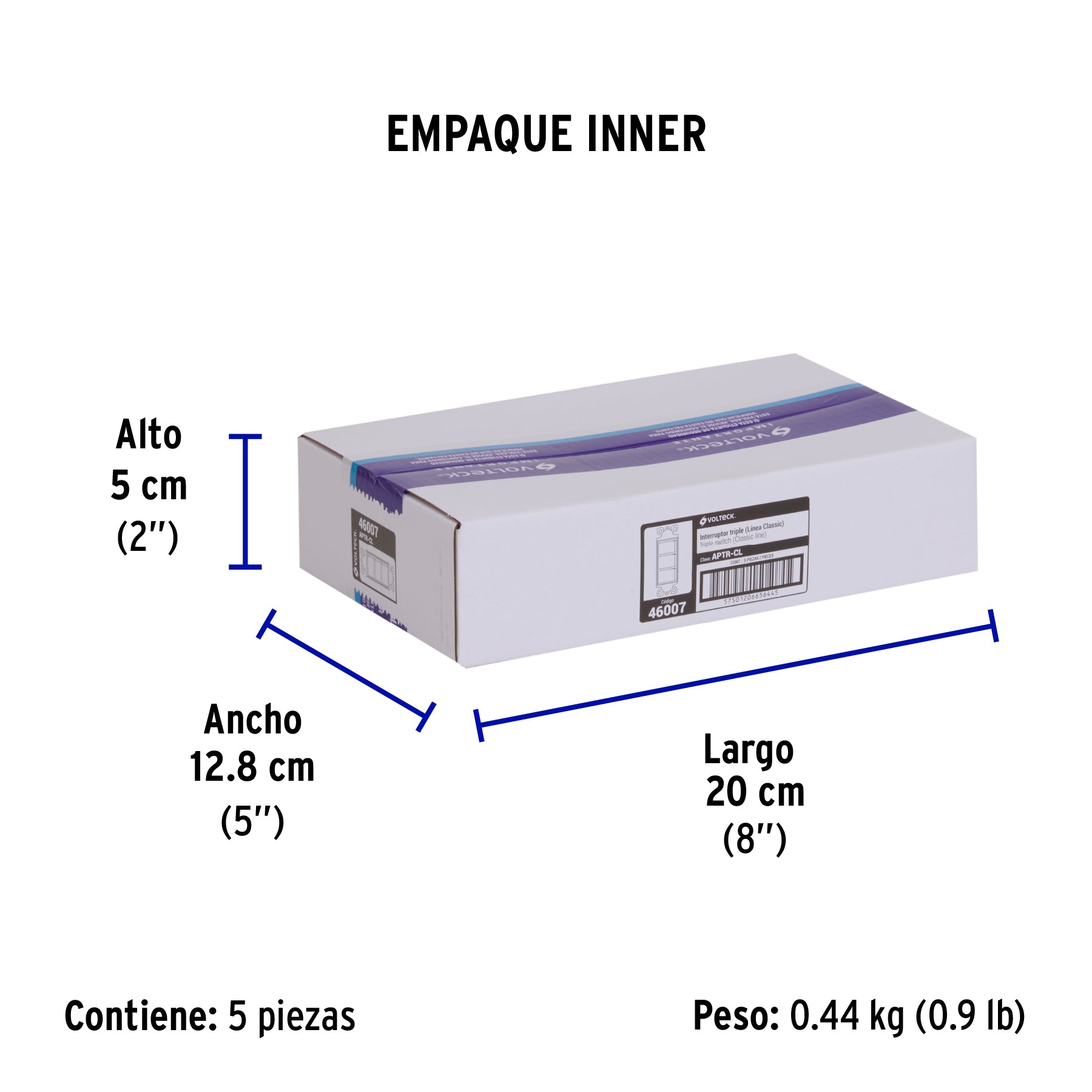 Interruptor triple, línea Classic