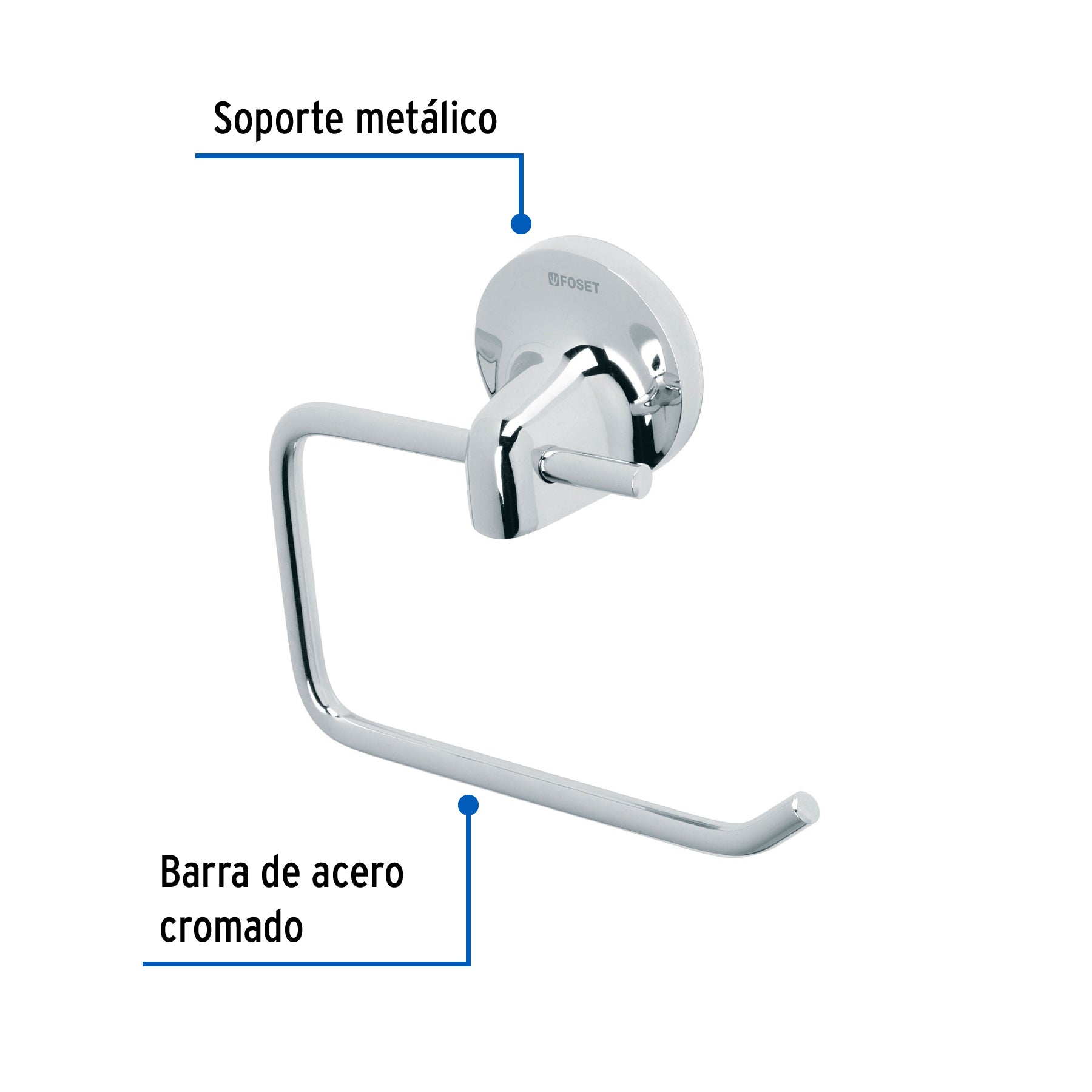 Portarollo sin cubierta, cromo, Aqua