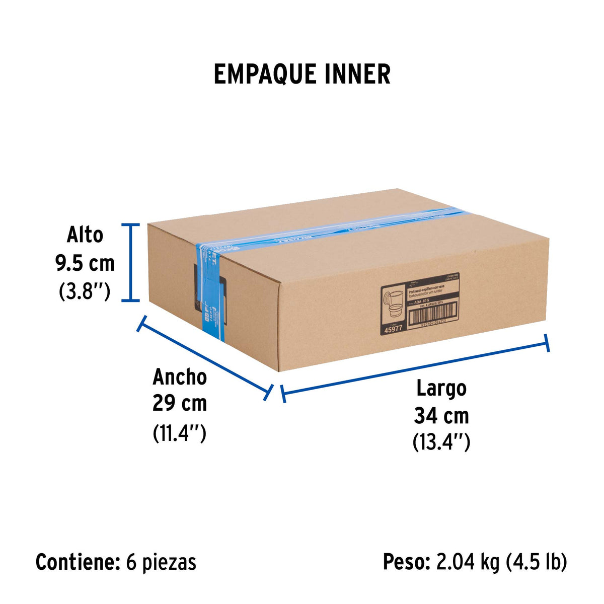 Portavaso cepillero cromo-oro con vaso de vidrio, Foset Aqua