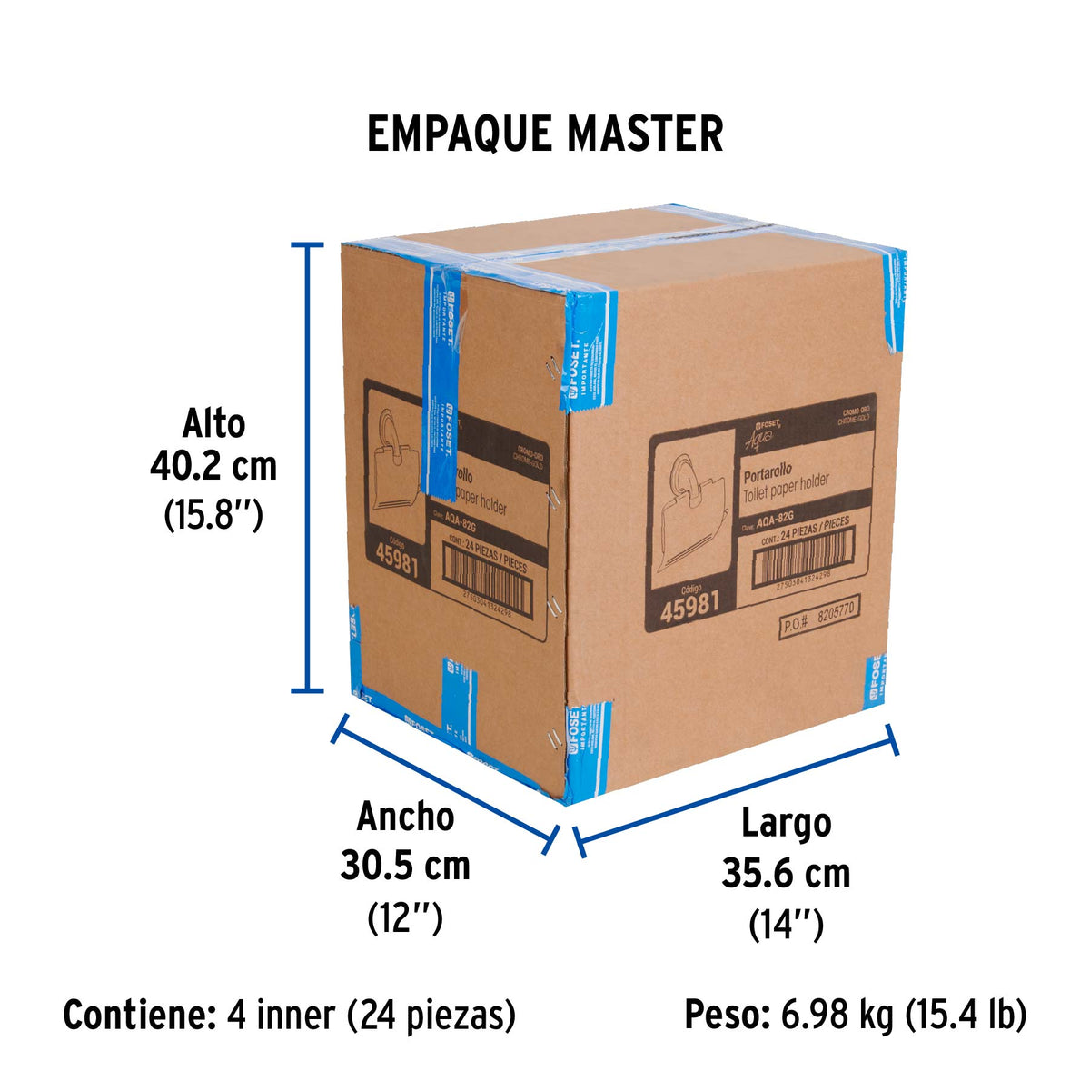 Portarrollo metálico acabado cromo-oro, Foset Aqua