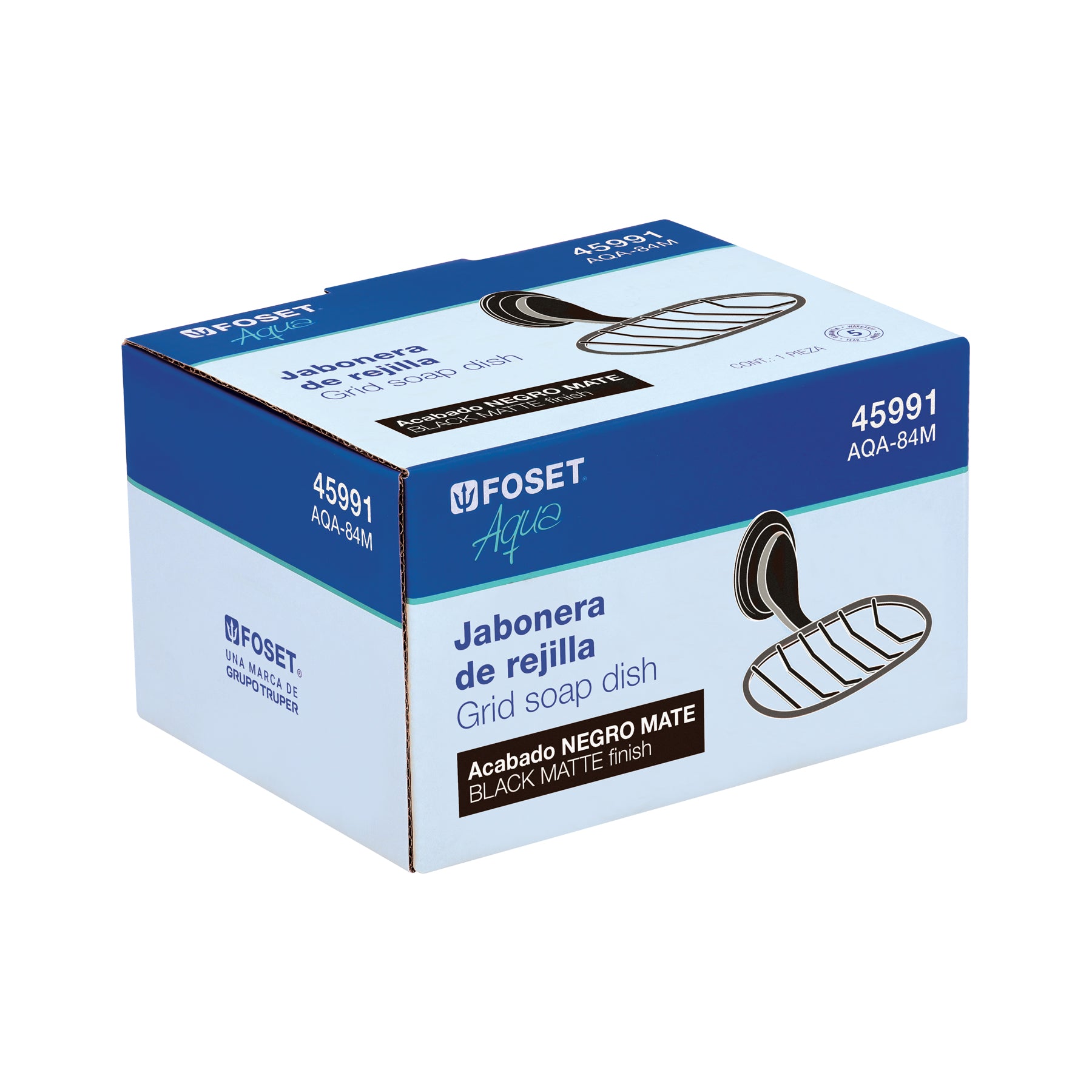 Jabonera metálica negro, Foset Aqua