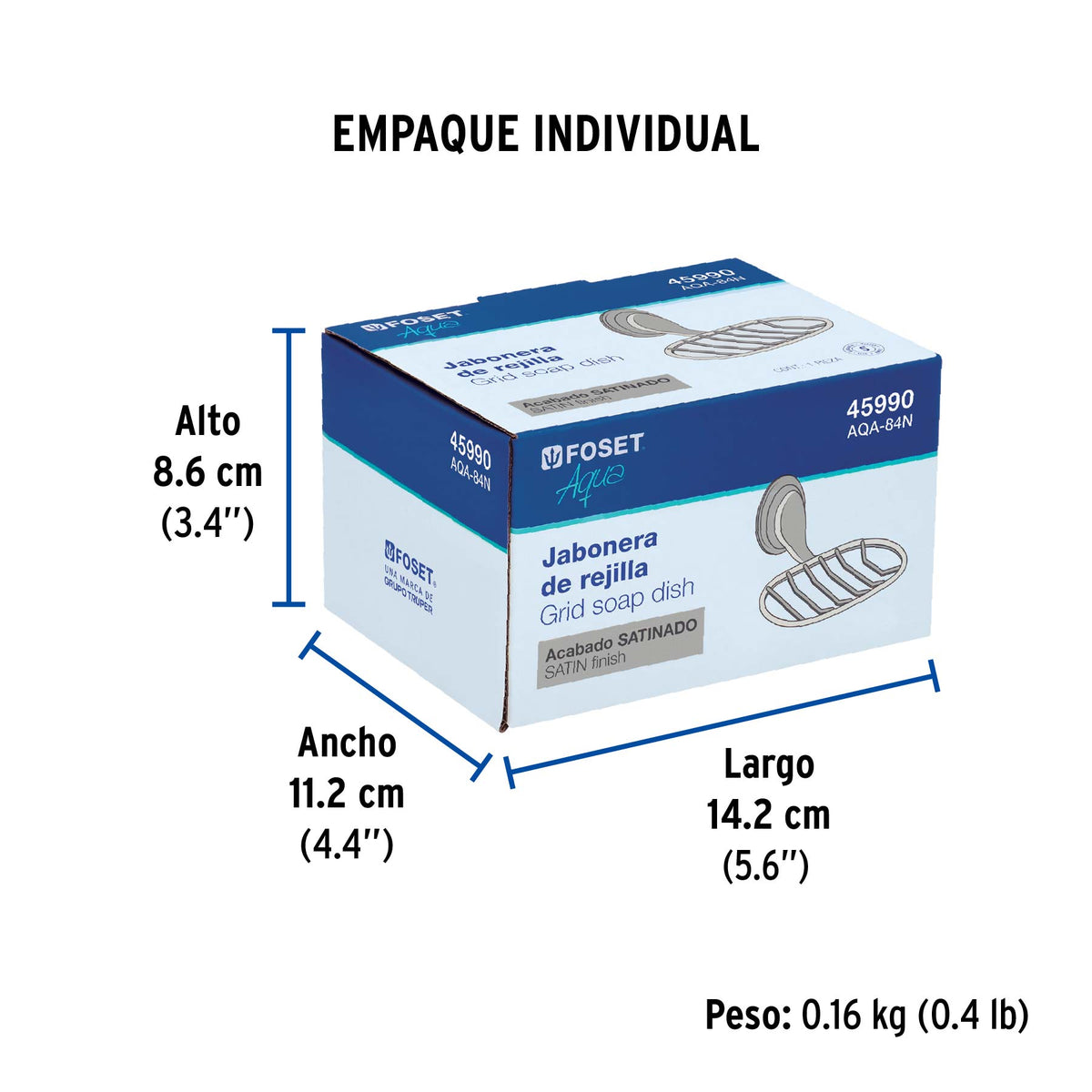 Jabonera metálica satín, Foset Aqua