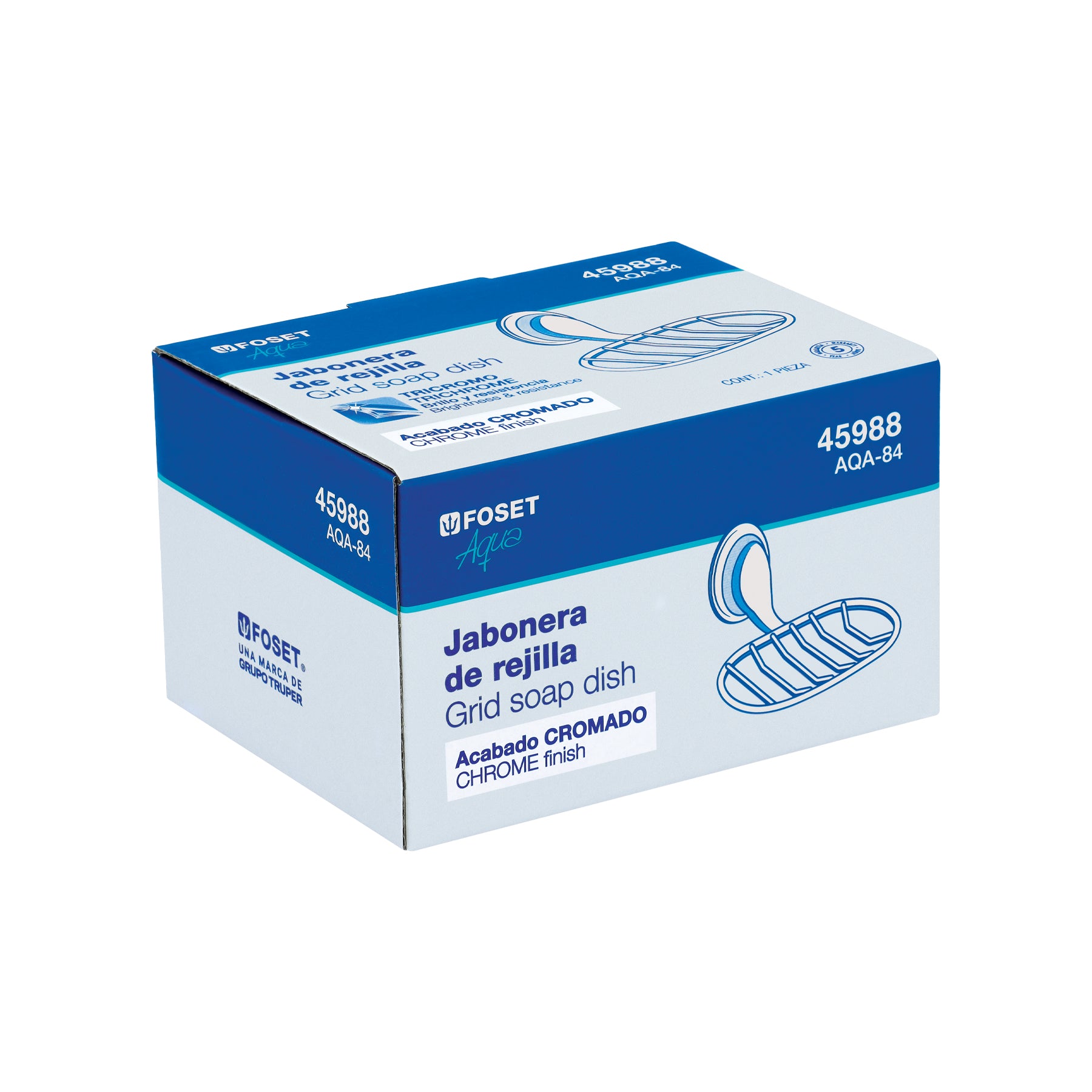 Jabonera metálica cromo, Foset Aqua