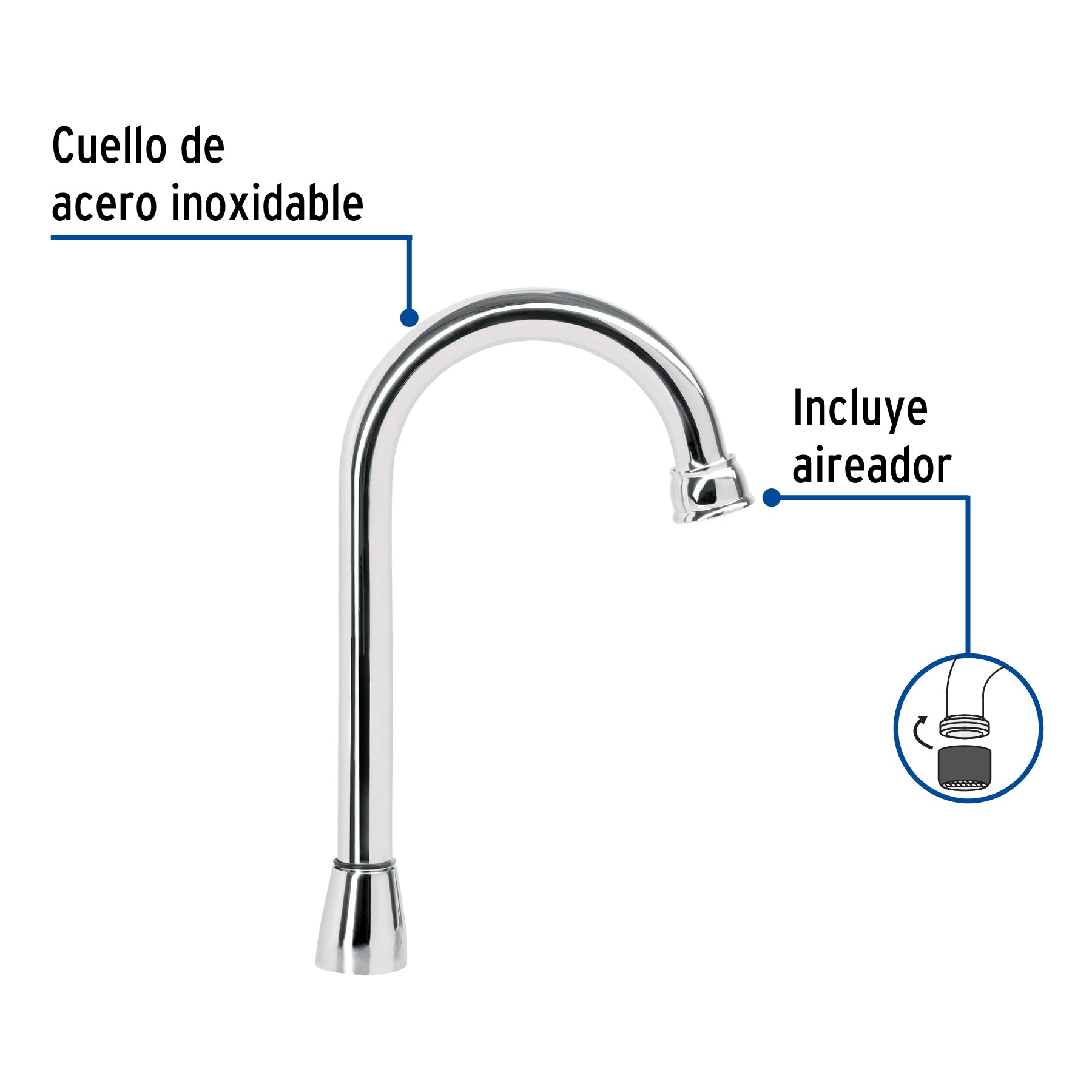 Cuello de repuesto para lavabo, tipo bar, Aqua