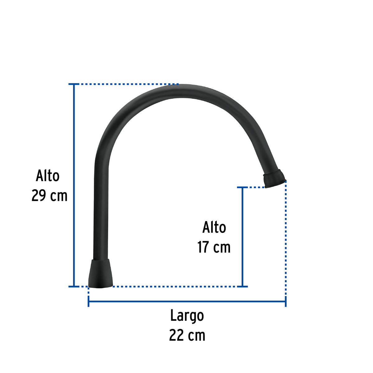Cuello para mezcladora de fregadero, negro mate, Aqua