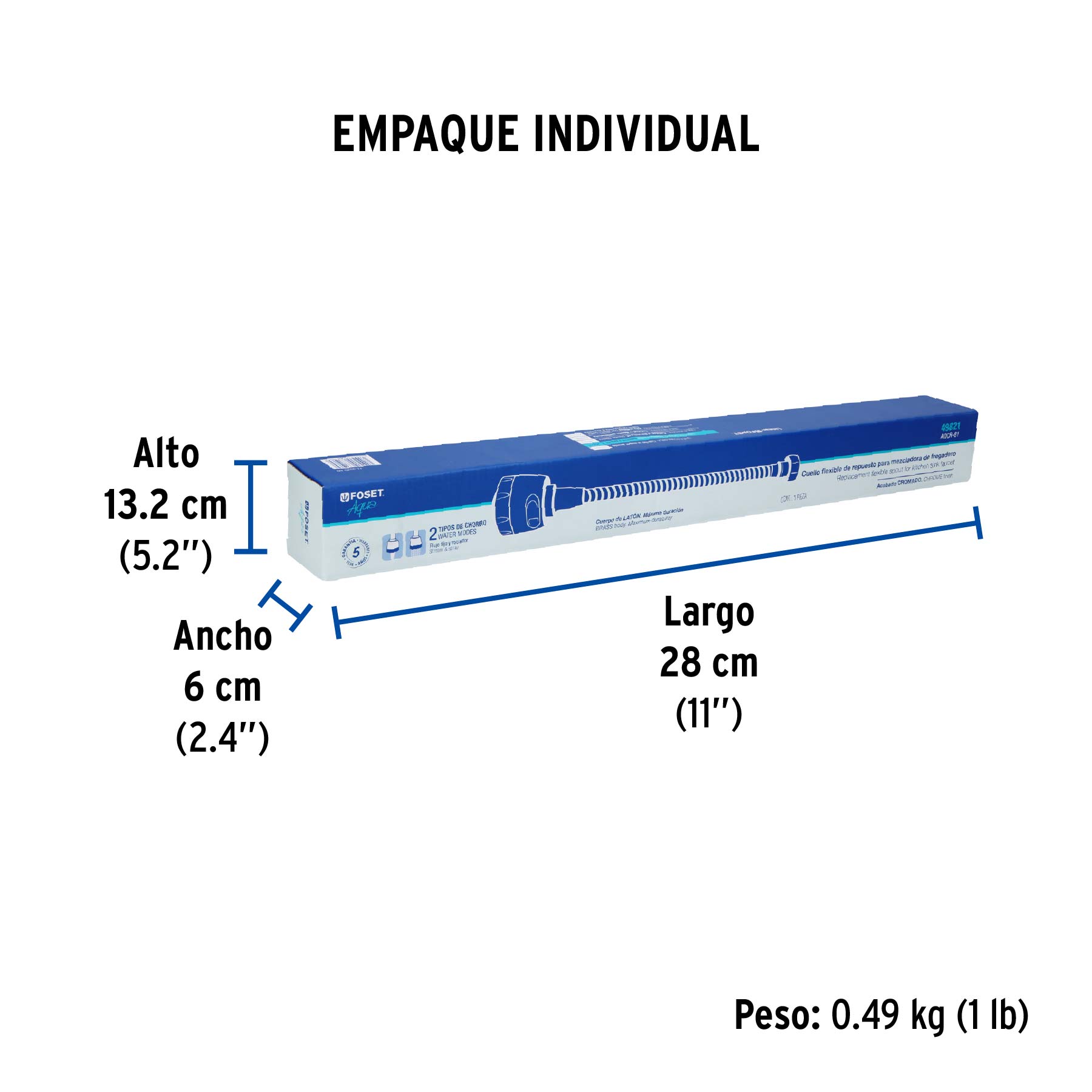 Cuello flexible de repuesto para fregadero, Foset