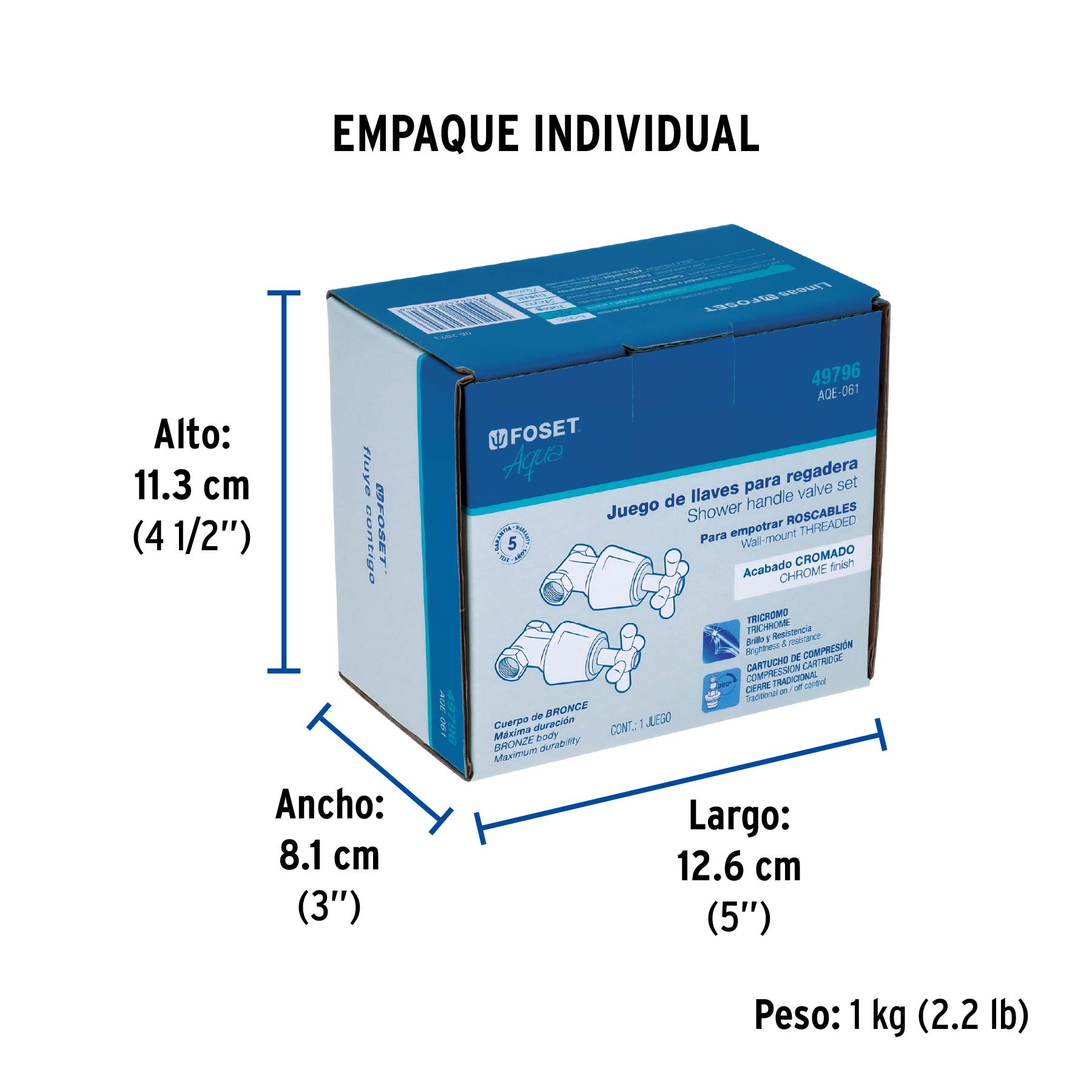 Juego 2 llaves de empotrar, roscables tipo cruceta, Aqua