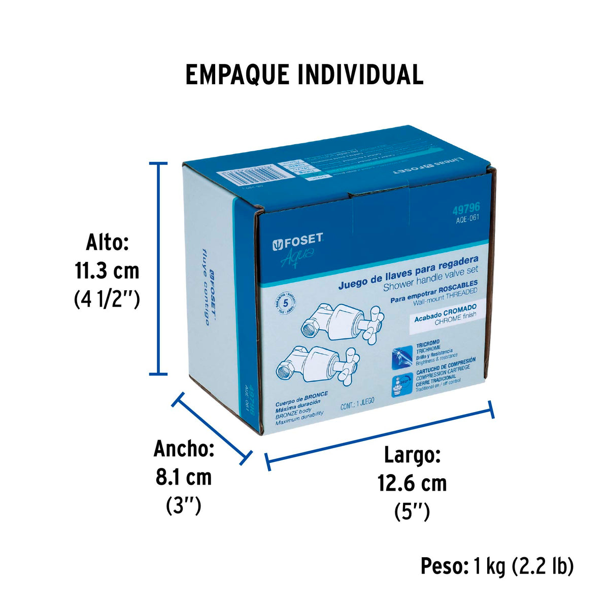 Juego 2 llaves de empotrar, roscables tipo cruceta, Aqua