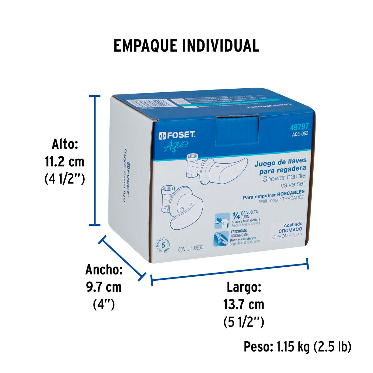 Juego 2 llaves de empotrar, roscables tipo palanca, Aqua