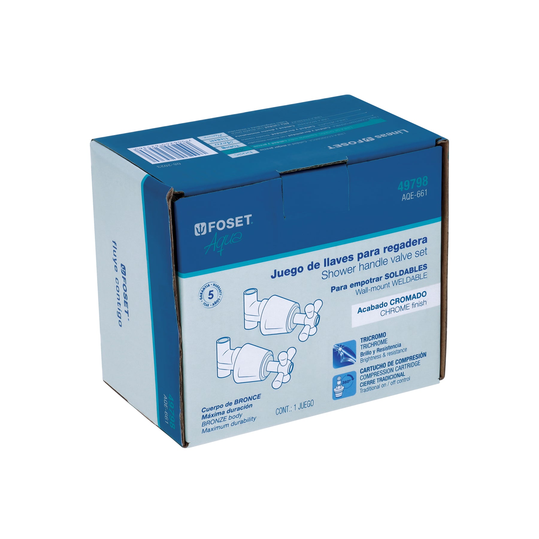 Juego 2 llaves de empotrar, soldable tipo cruceta, Aqua