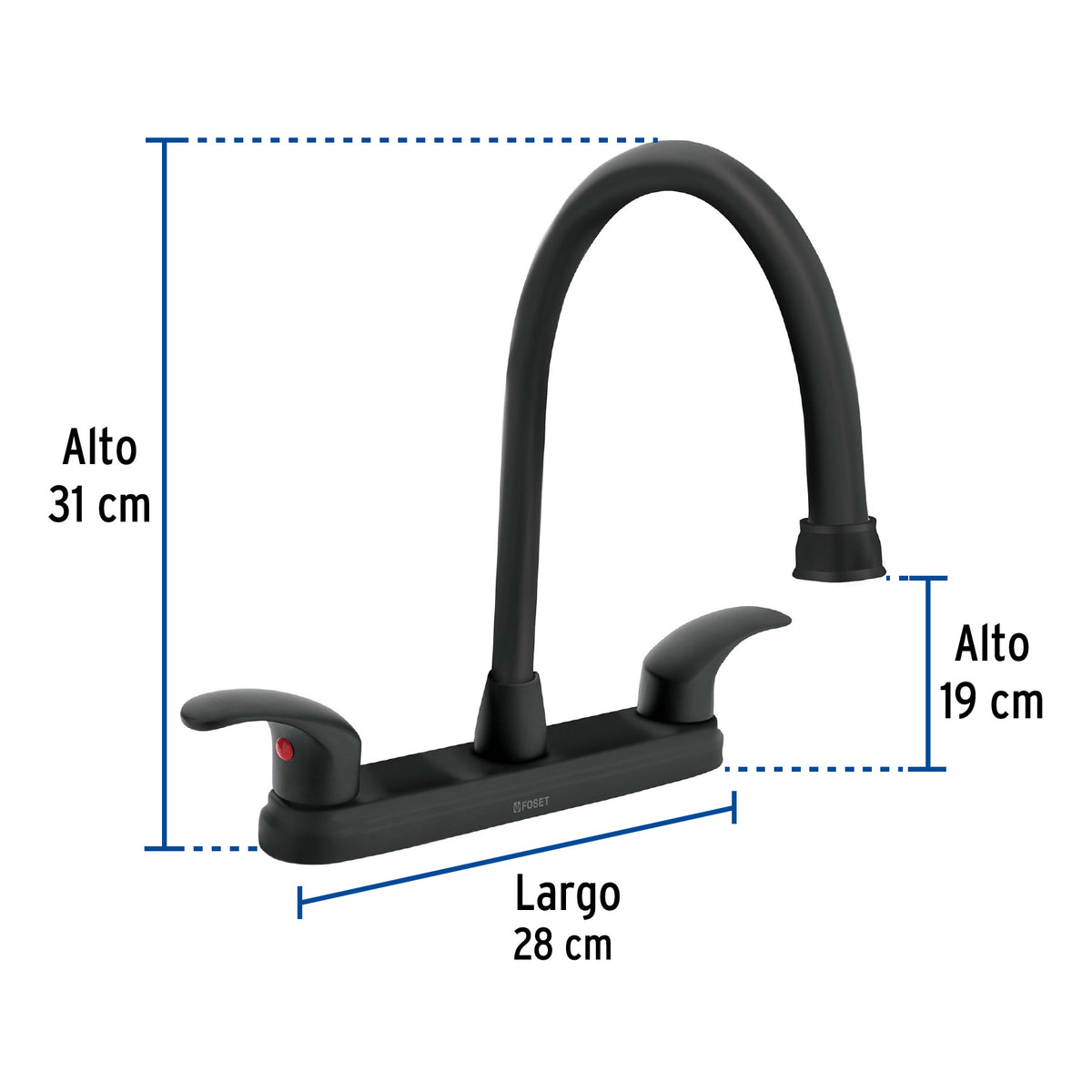 Mezcladora para fregadero, manerales palanca, negro, Aqua